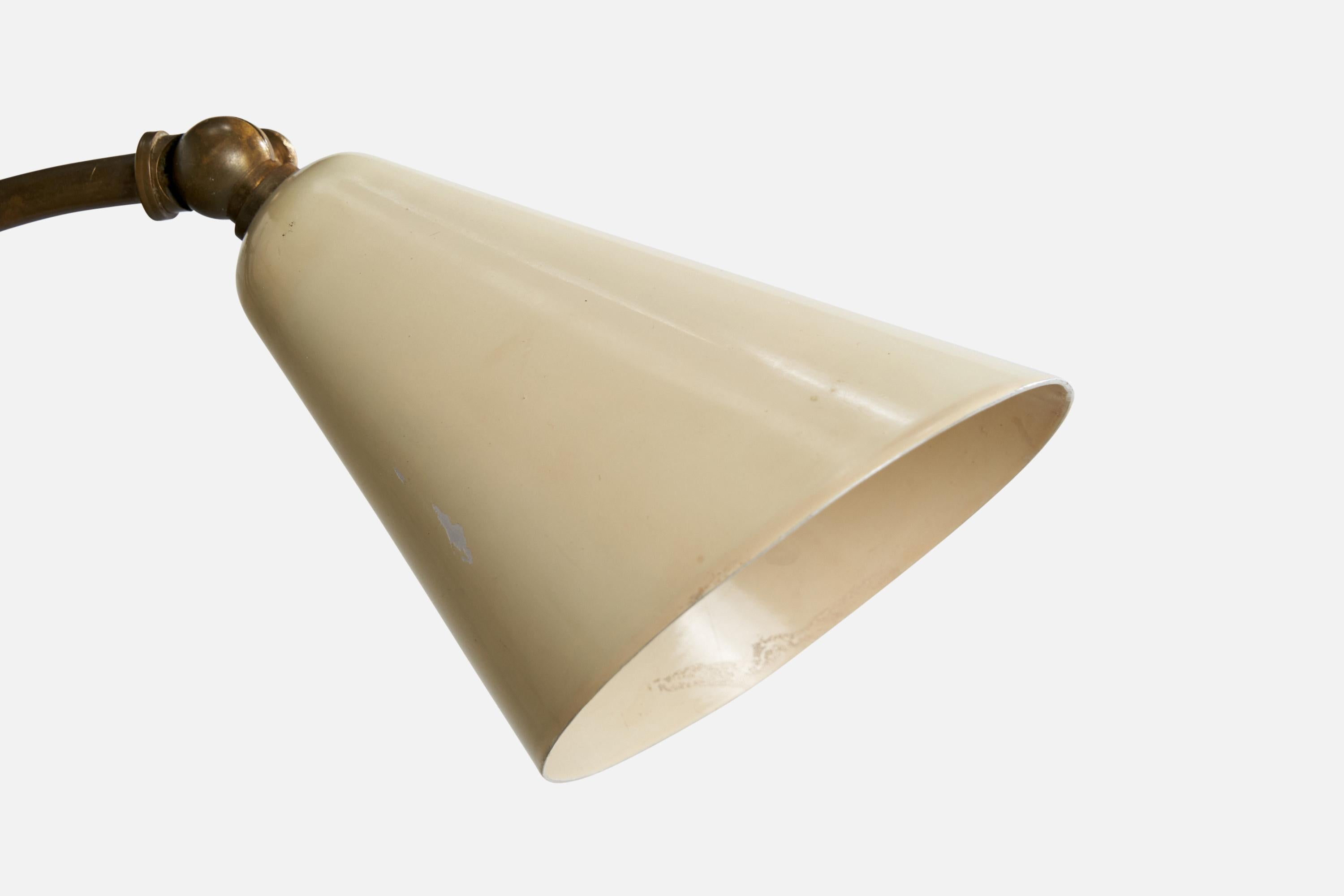 Métal Créateur italien, lampe de bureau, laiton, métal, Italie, années 1940