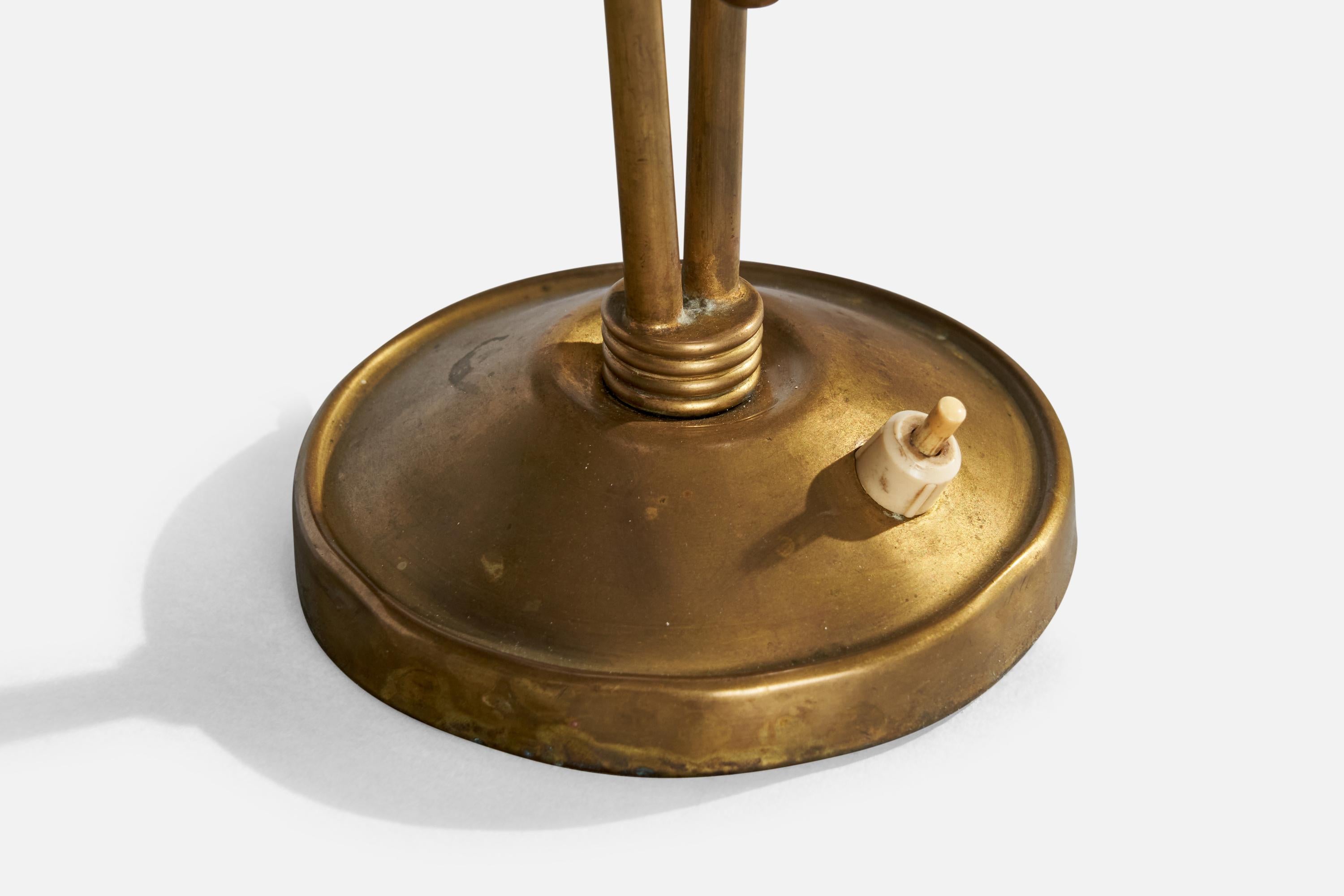 Italian Designer, Table Lamp, Brass, Metal, Italy, 1940s 5