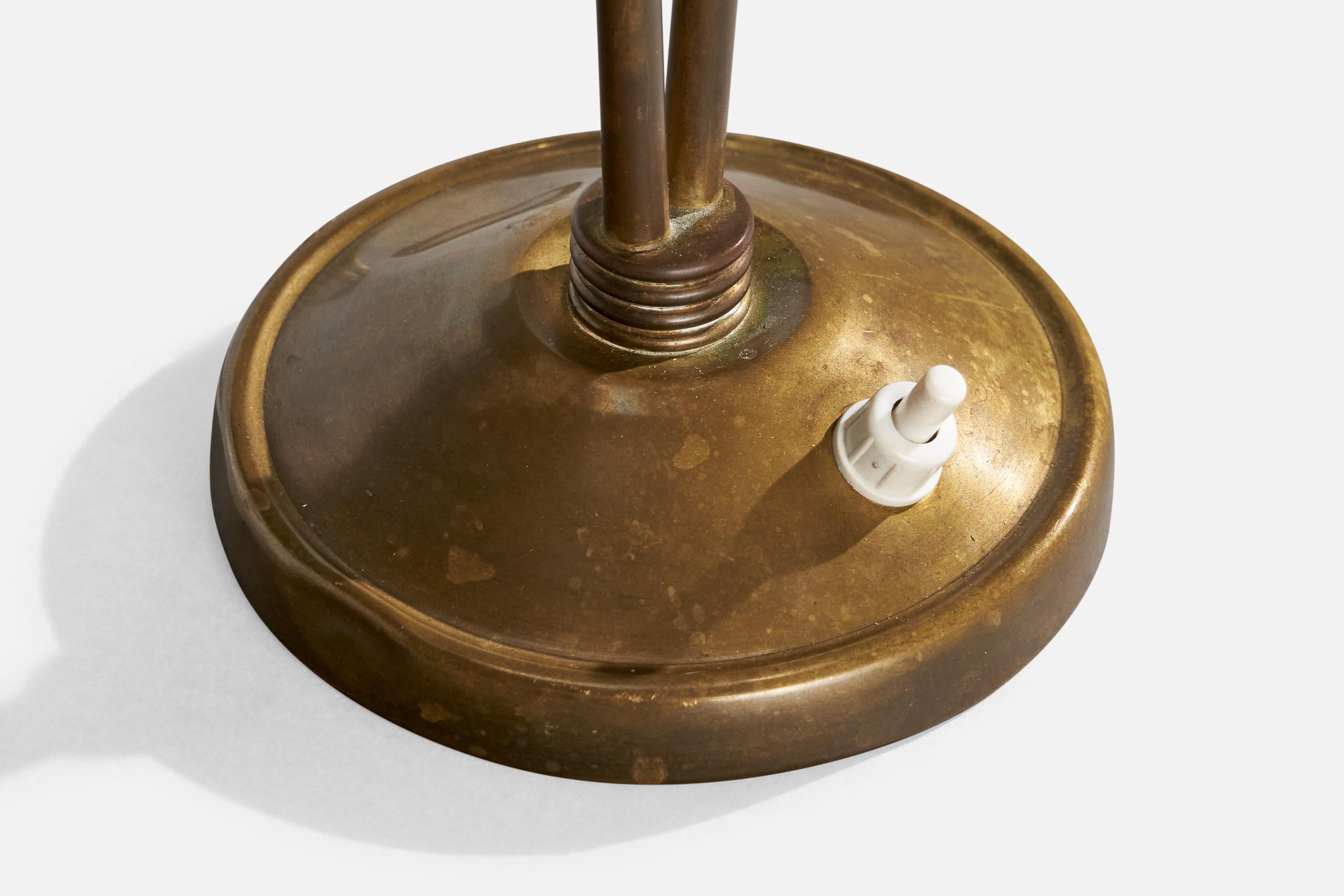 Créateur italien, lampe de bureau, laiton, métal, Italie, années 1940 3