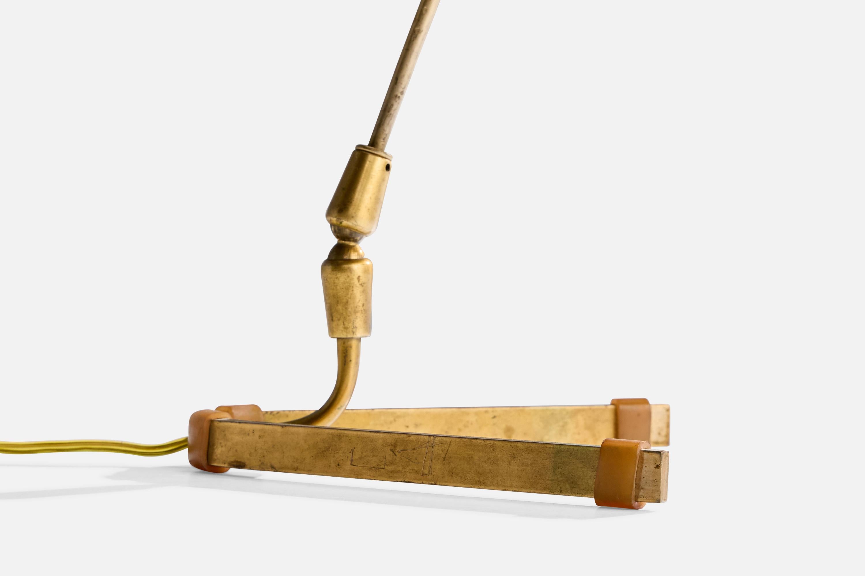 Italian Designer, Table Lamp, Brass, Metal, Italy, 1950s For Sale 5
