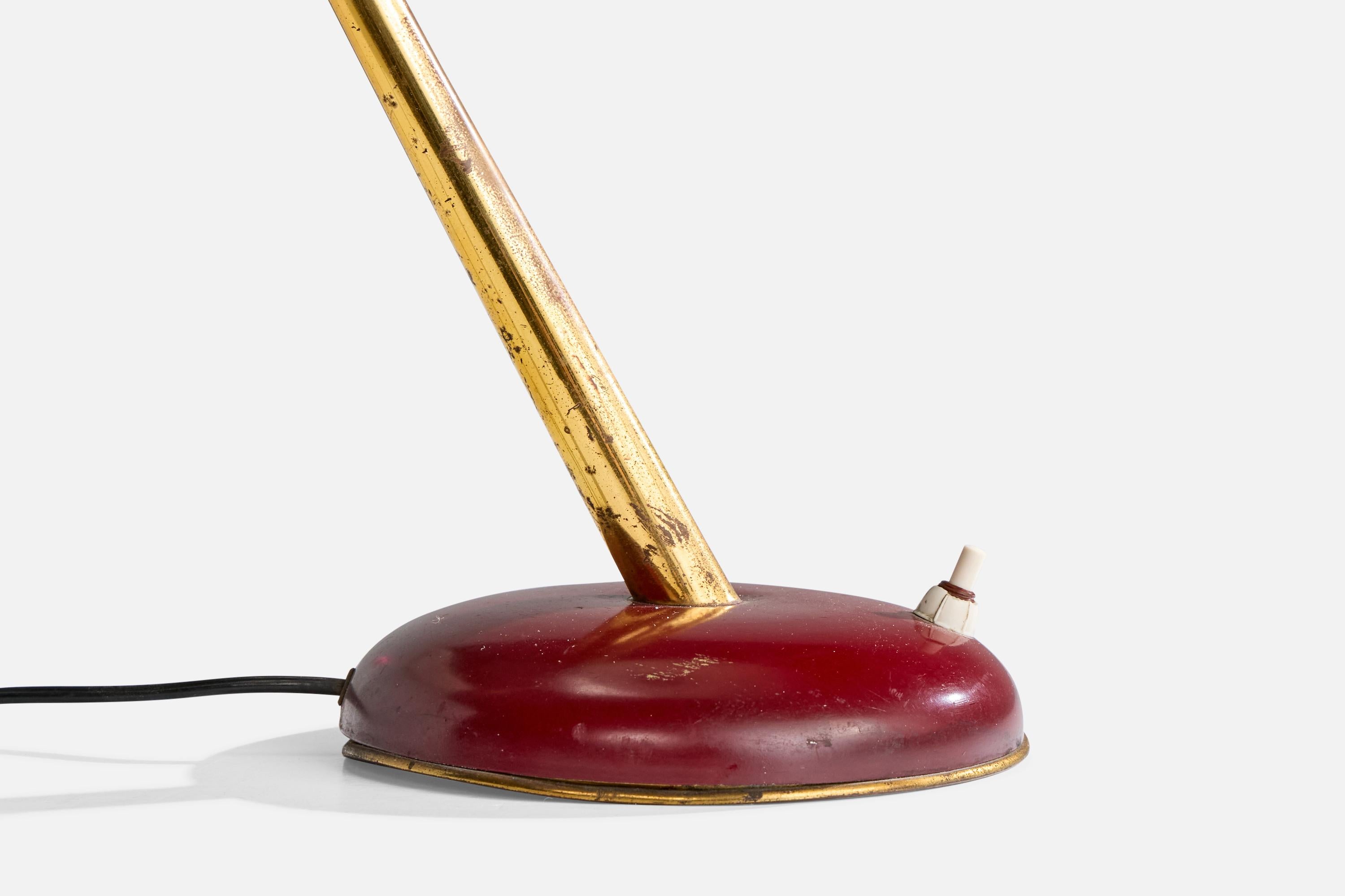 Italian Designer, Table Lamp, Brass, Metal, Italy, 1950s For Sale 6