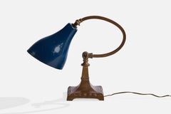 Italian Designer, Table Lamp, Brass, Metal, Italy, 1950s
