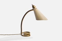 Italian Designer, Table Lamp, Brass, Metal, Italy, 1950s