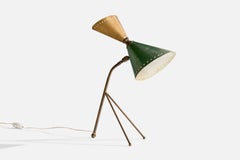 Italian Designer, Table Lamp, Brass, Metal, Italy, 1950s