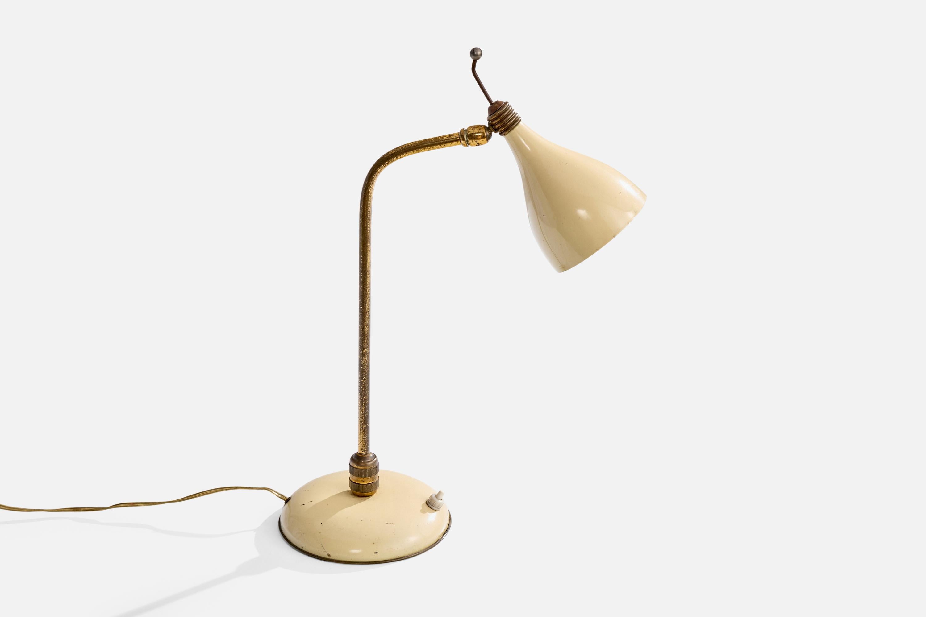 Italian Designer, Table Lamp, Brass, Metal, Italy, 1950s Moderno de mediados de siglo en venta