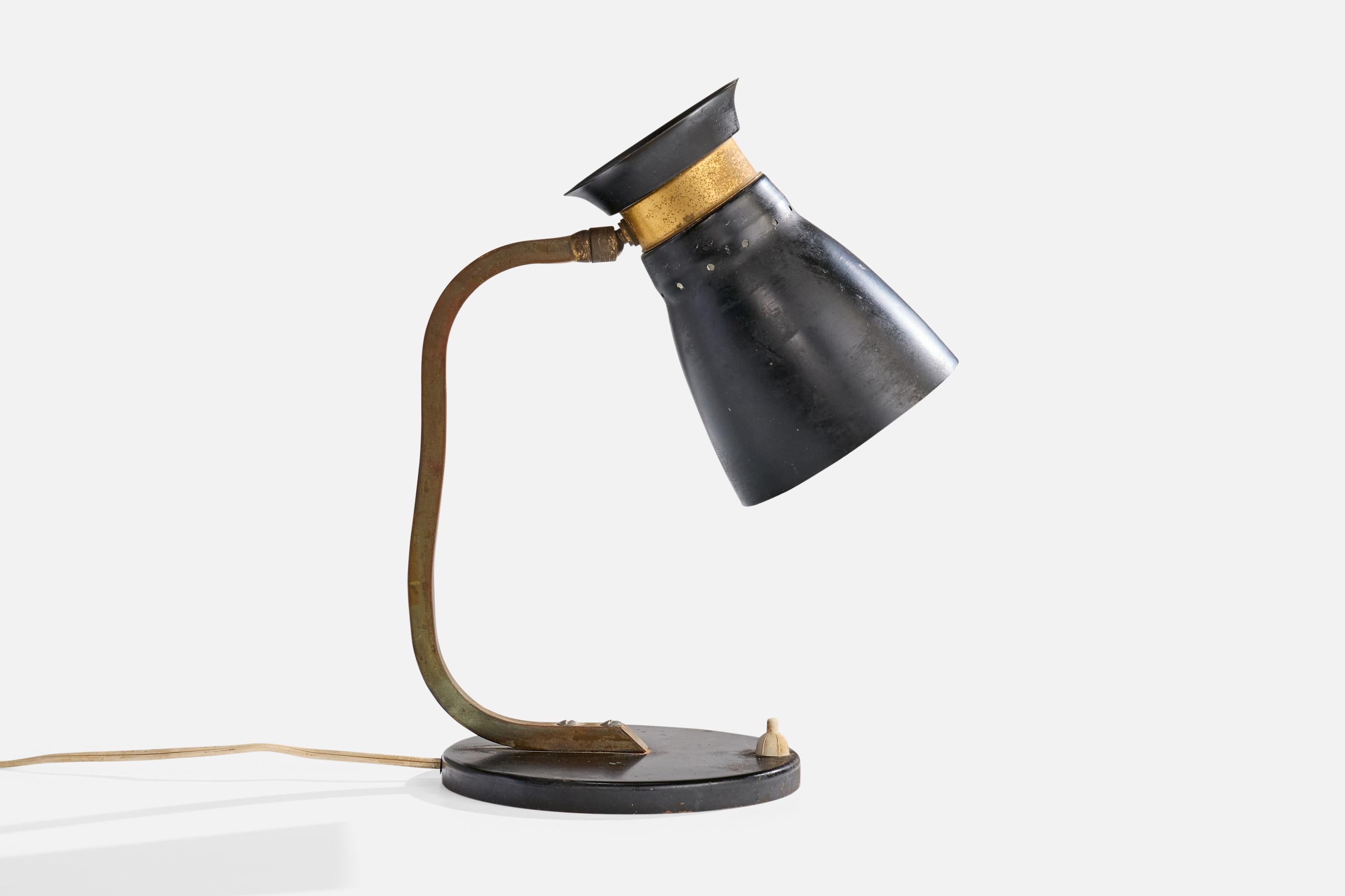 Diseñador italiano, Lámpara de mesa, Latón, Metal, Italia, Años 50 Moderno de mediados de siglo en venta