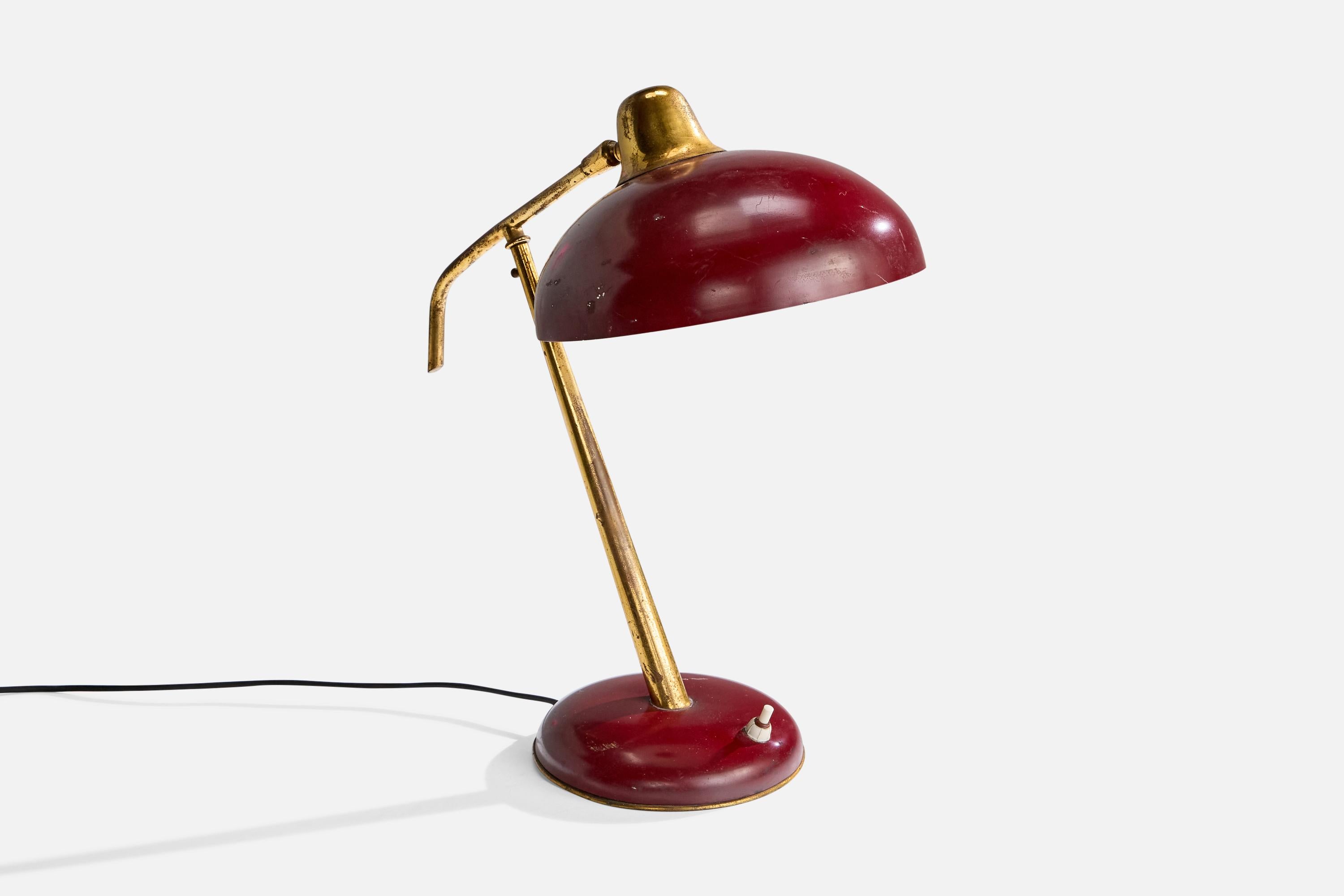 Italian Designer, Table Lamp, Brass, Metal, Italy, 1950s In Good Condition For Sale In High Point, NC