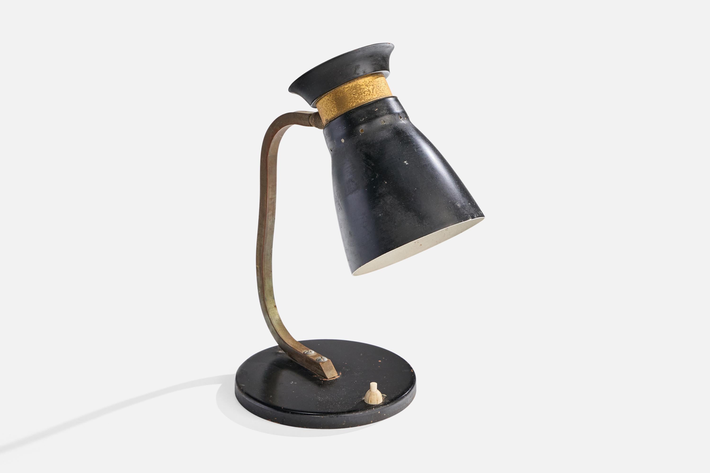 Diseñador italiano, Lámpara de mesa, Latón, Metal, Italia, Años 50 Italiano en venta