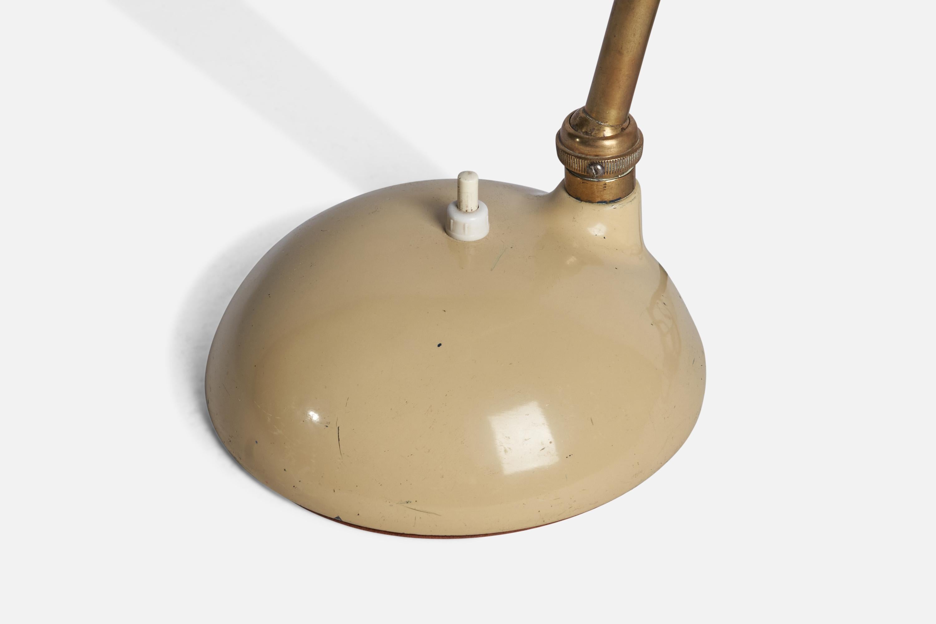 Mid-20th Century Italian Designer, Table Lamp, Brass, Metal, Italy, 1950s For Sale