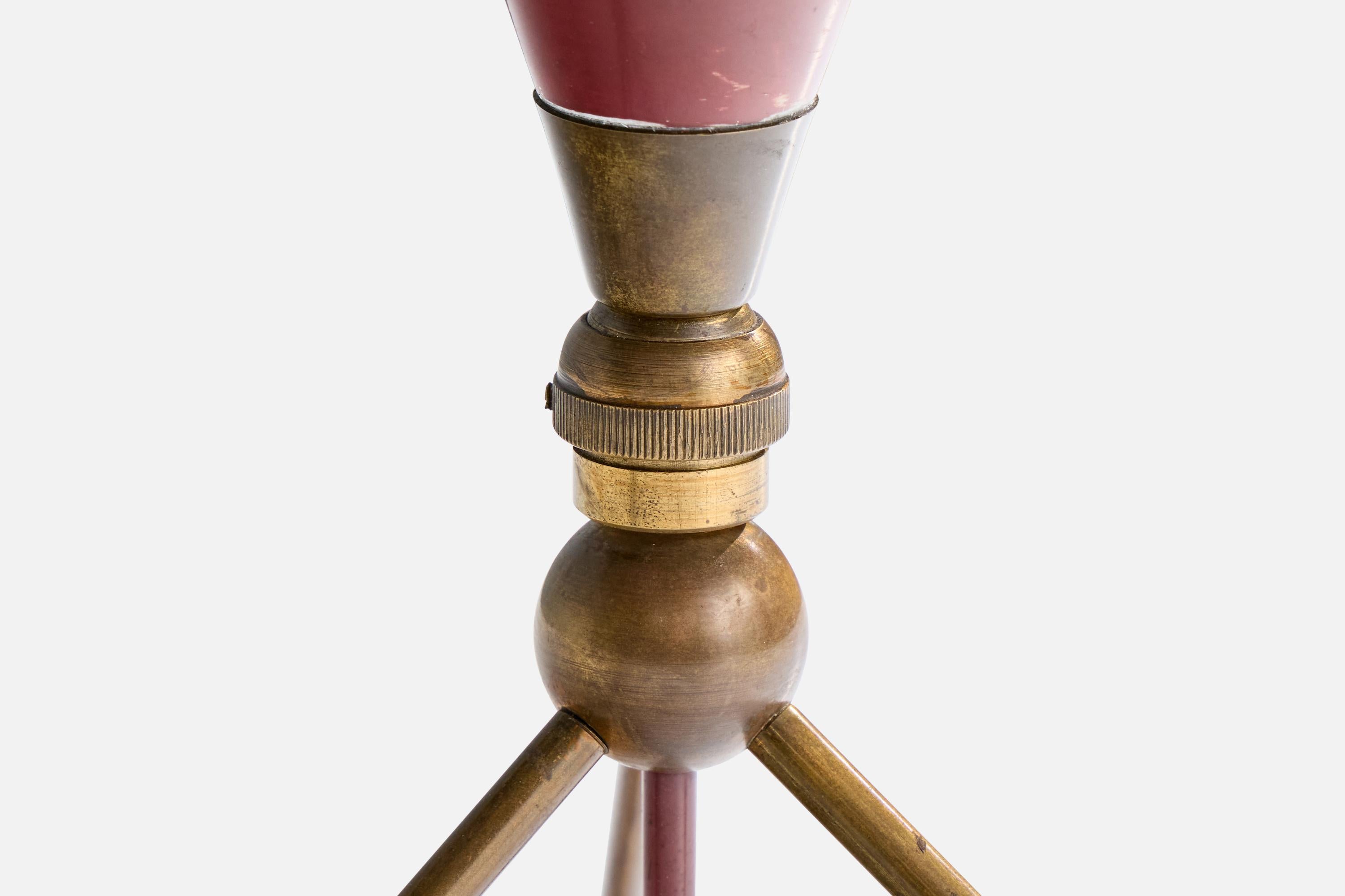 Mid-20th Century Italian Designer, Table Lamp, Brass, Metal, Italy, 1950s For Sale