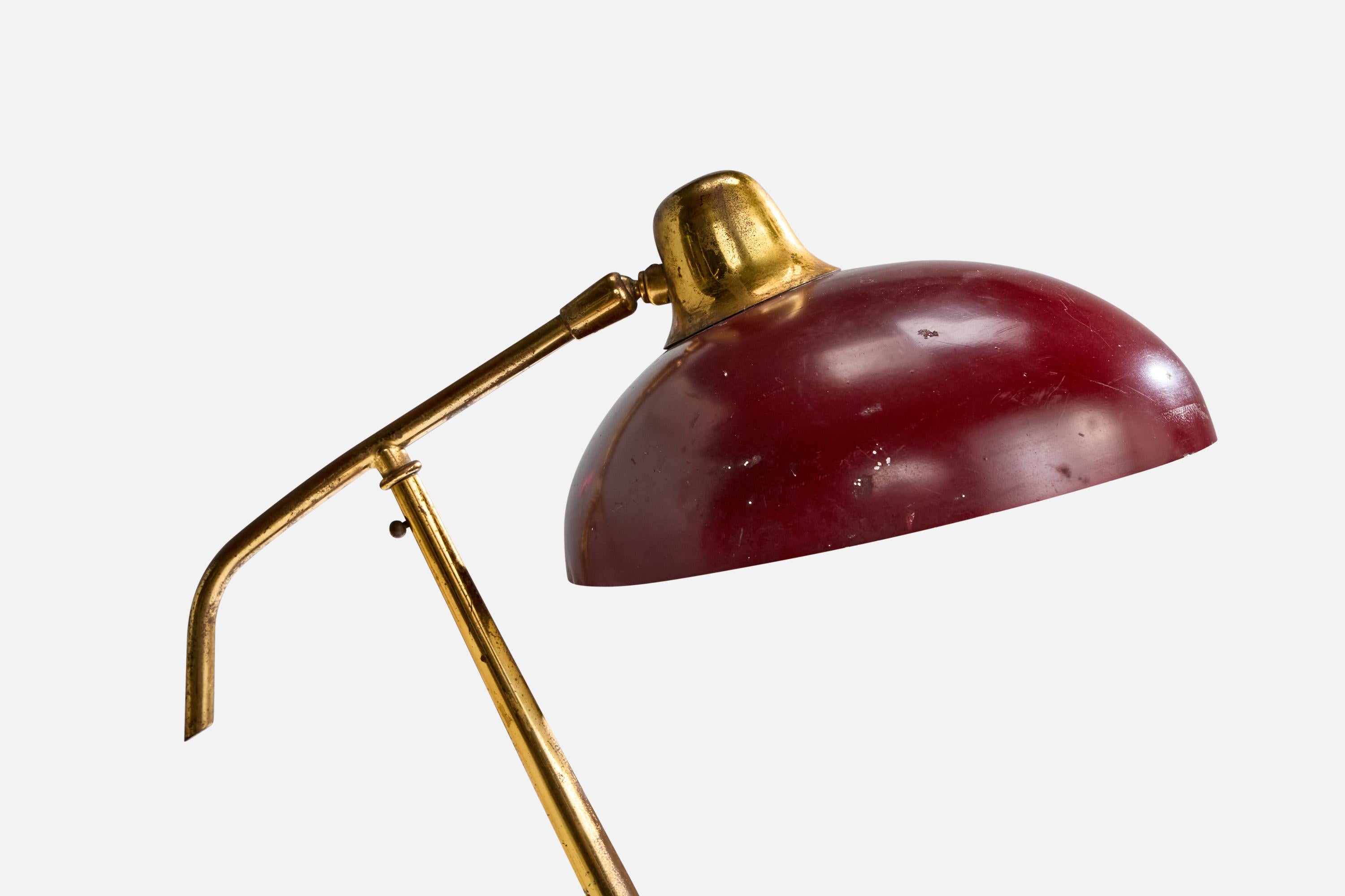 Mid-20th Century Italian Designer, Table Lamp, Brass, Metal, Italy, 1950s For Sale