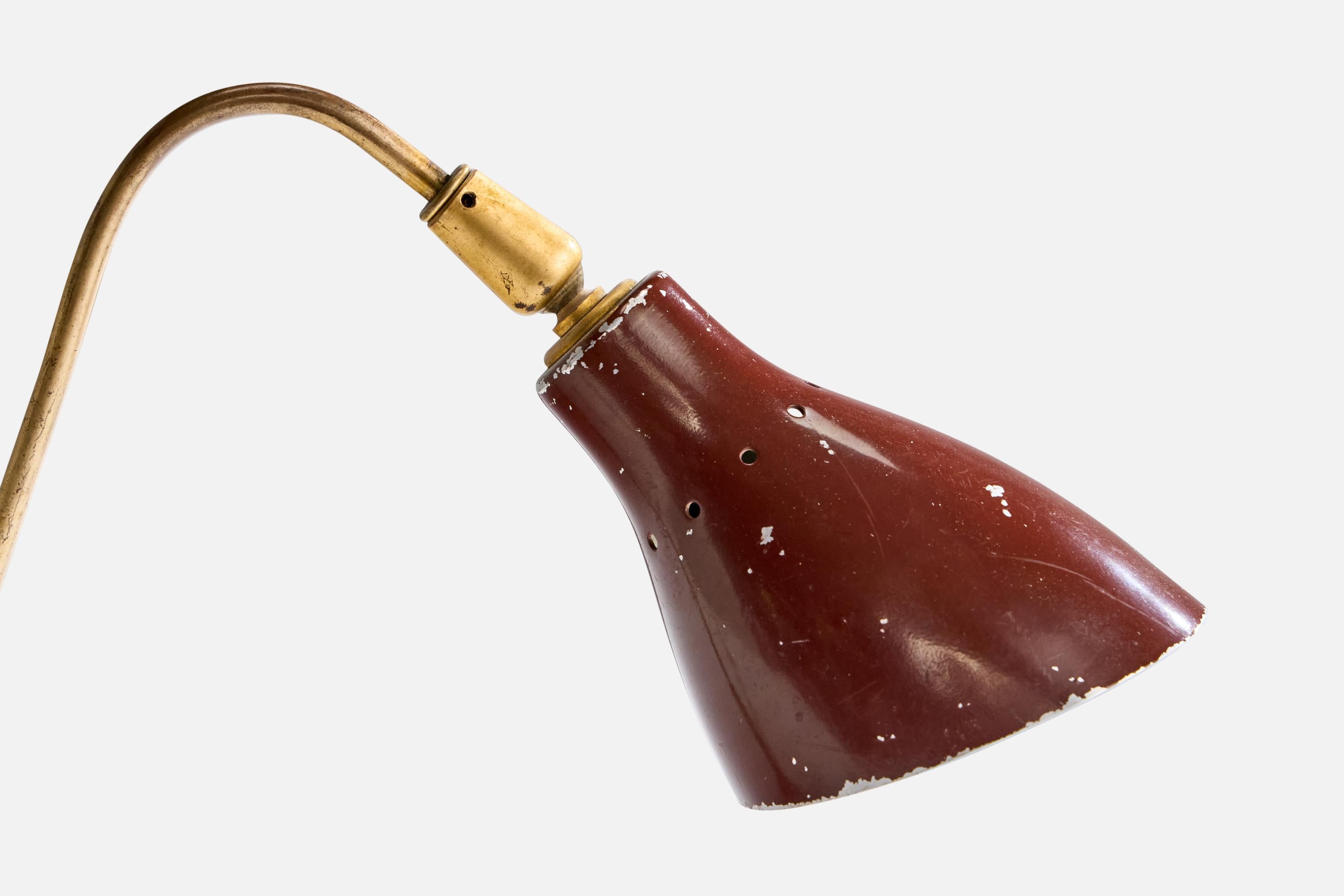 Mid-20th Century Italian Designer, Table Lamp, Brass, Metal, Italy, 1950s For Sale