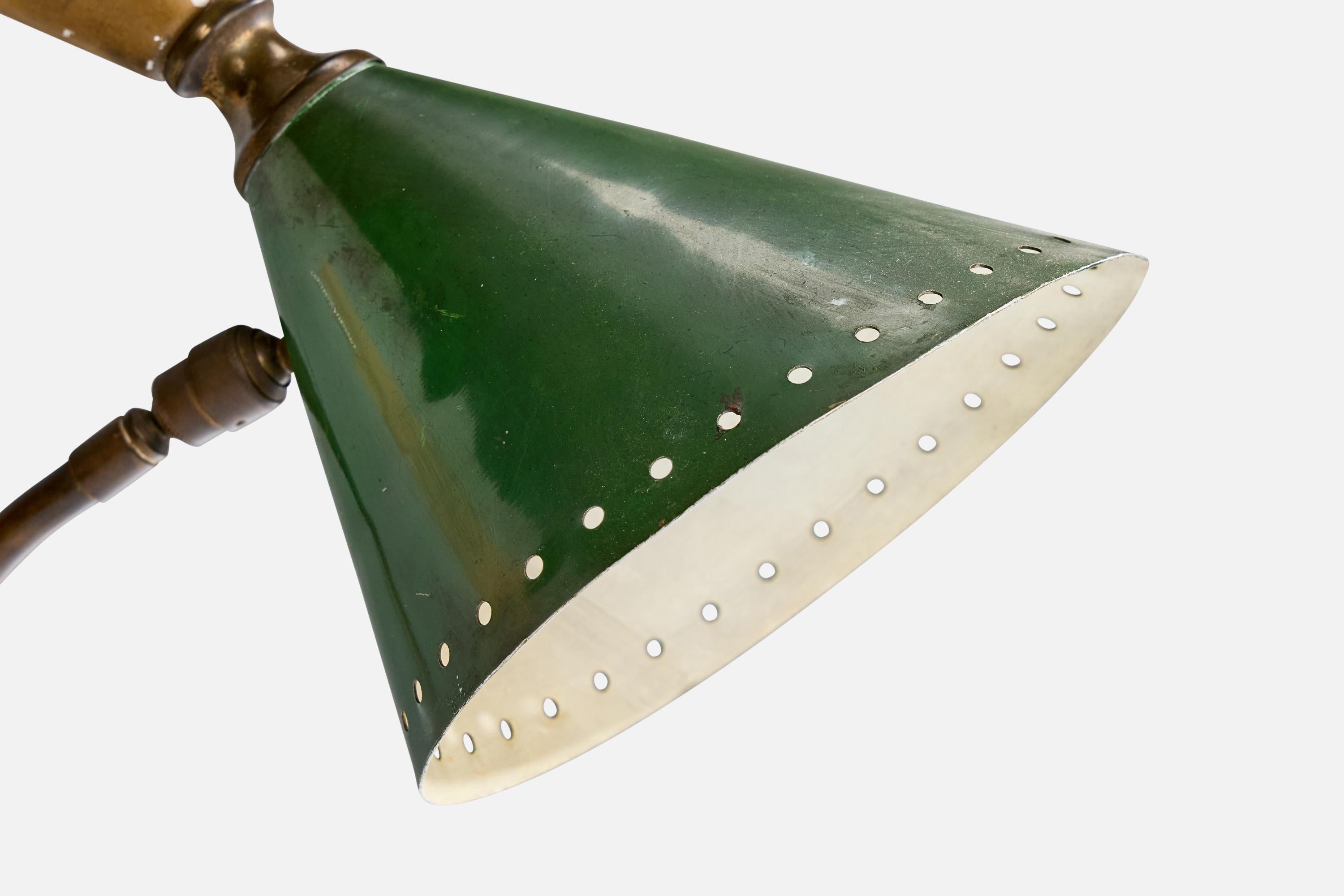 Mid-20th Century Italian Designer, Table Lamp, Brass, Metal, Italy, 1950s For Sale