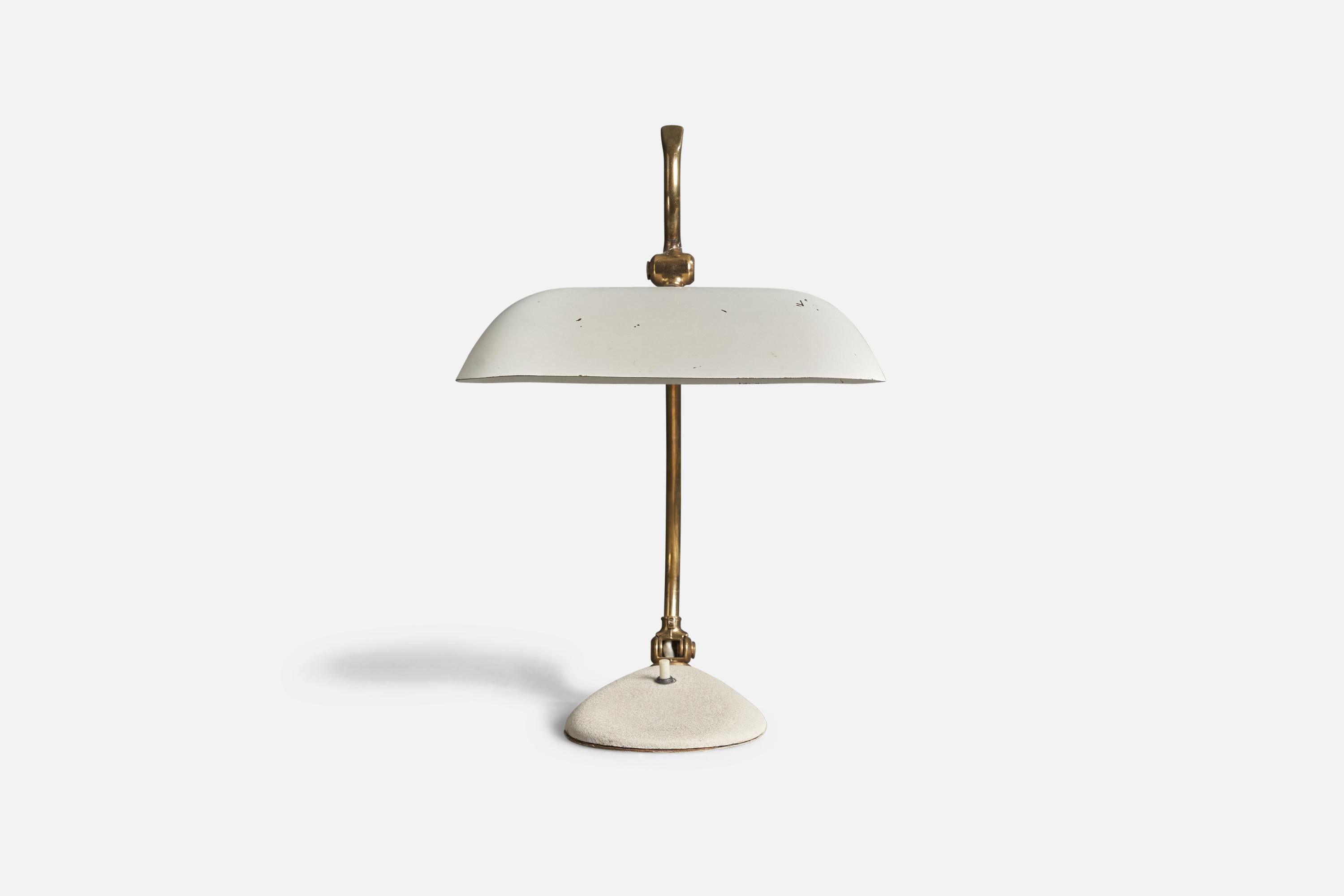 Italian Designer, Table Lamp, Brass, Metal, Italy, 1950s For Sale 1