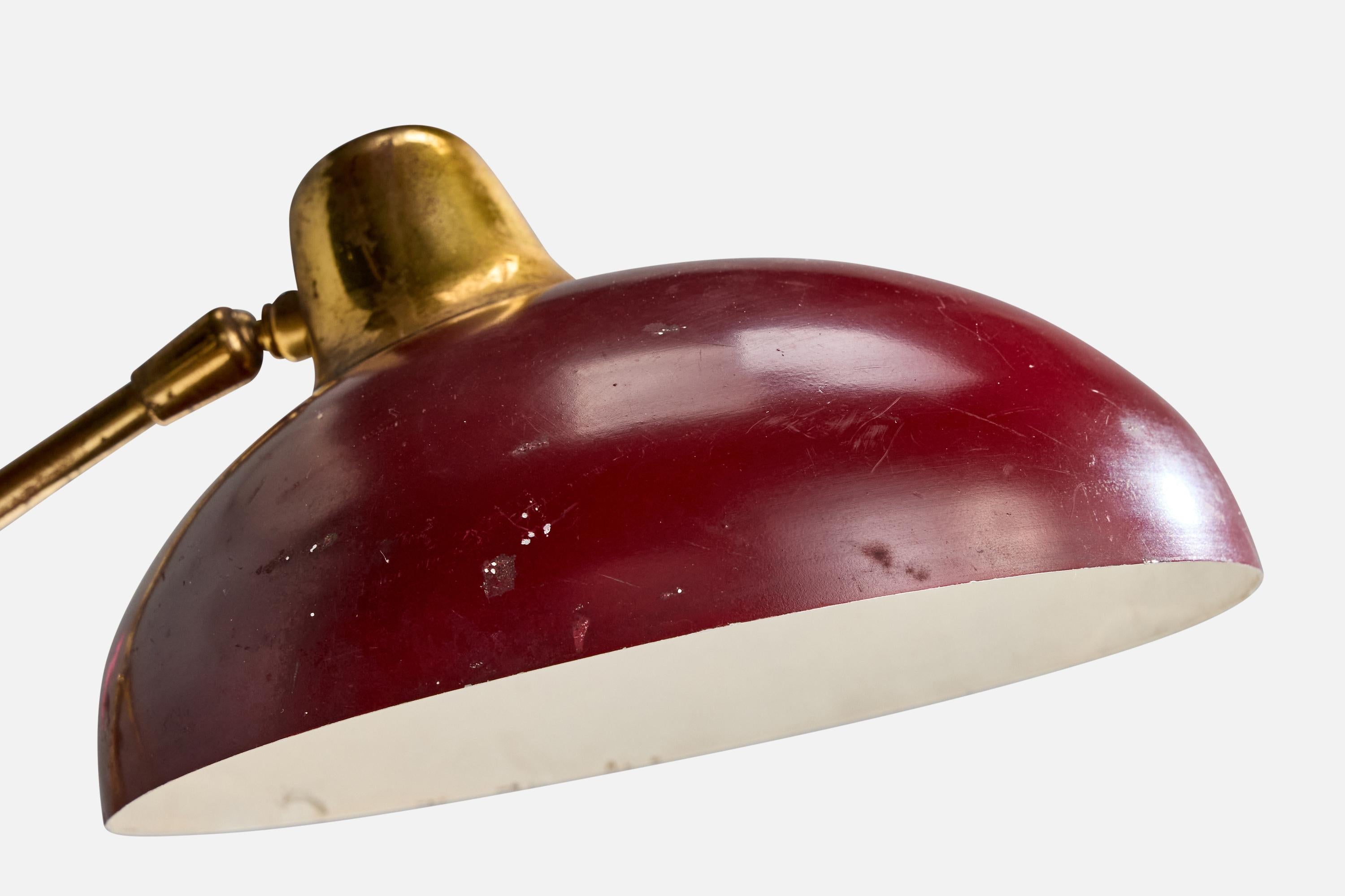 Italian Designer, Table Lamp, Brass, Metal, Italy, 1950s For Sale 1