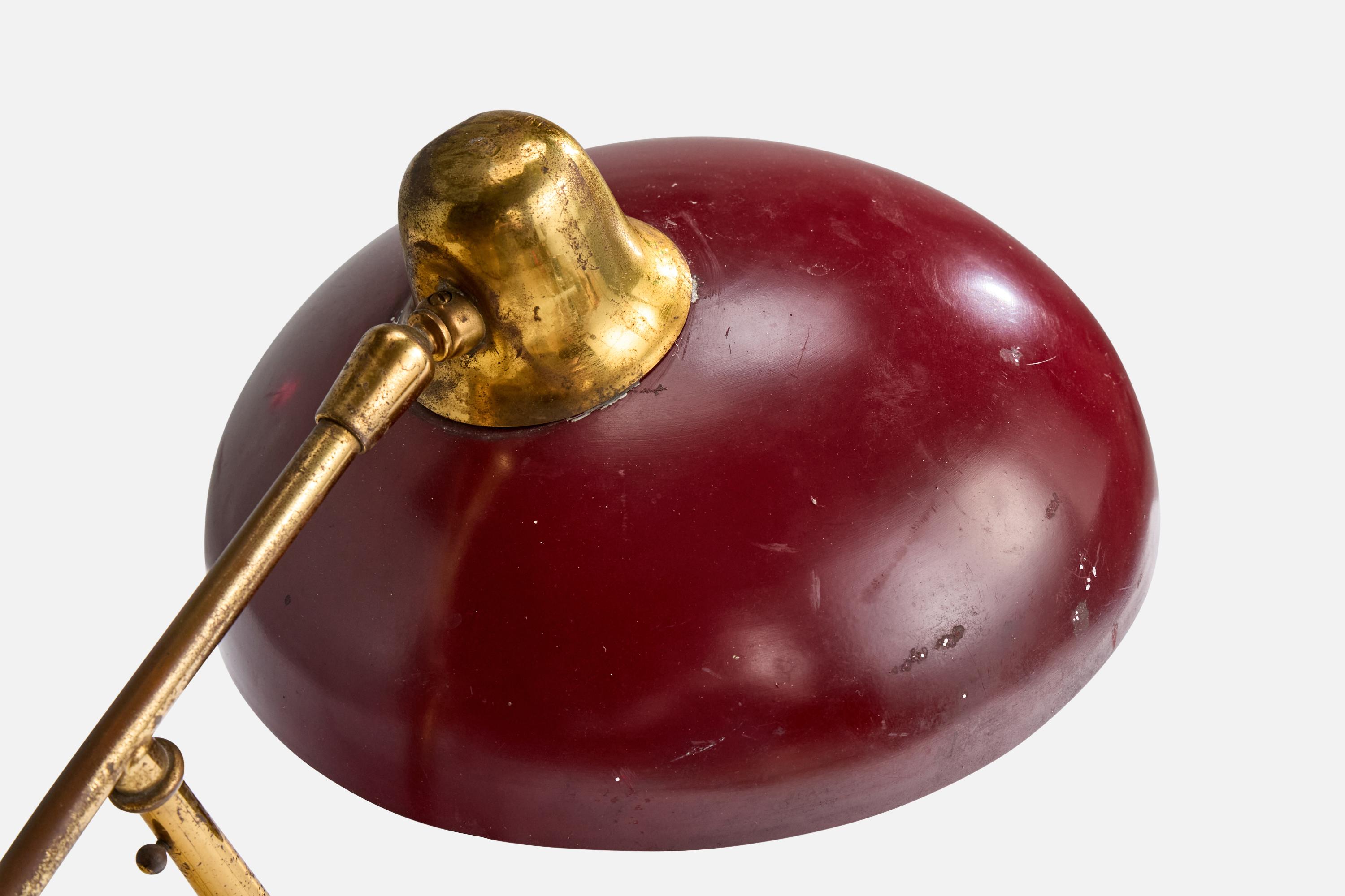 Italian Designer, Table Lamp, Brass, Metal, Italy, 1950s For Sale 2