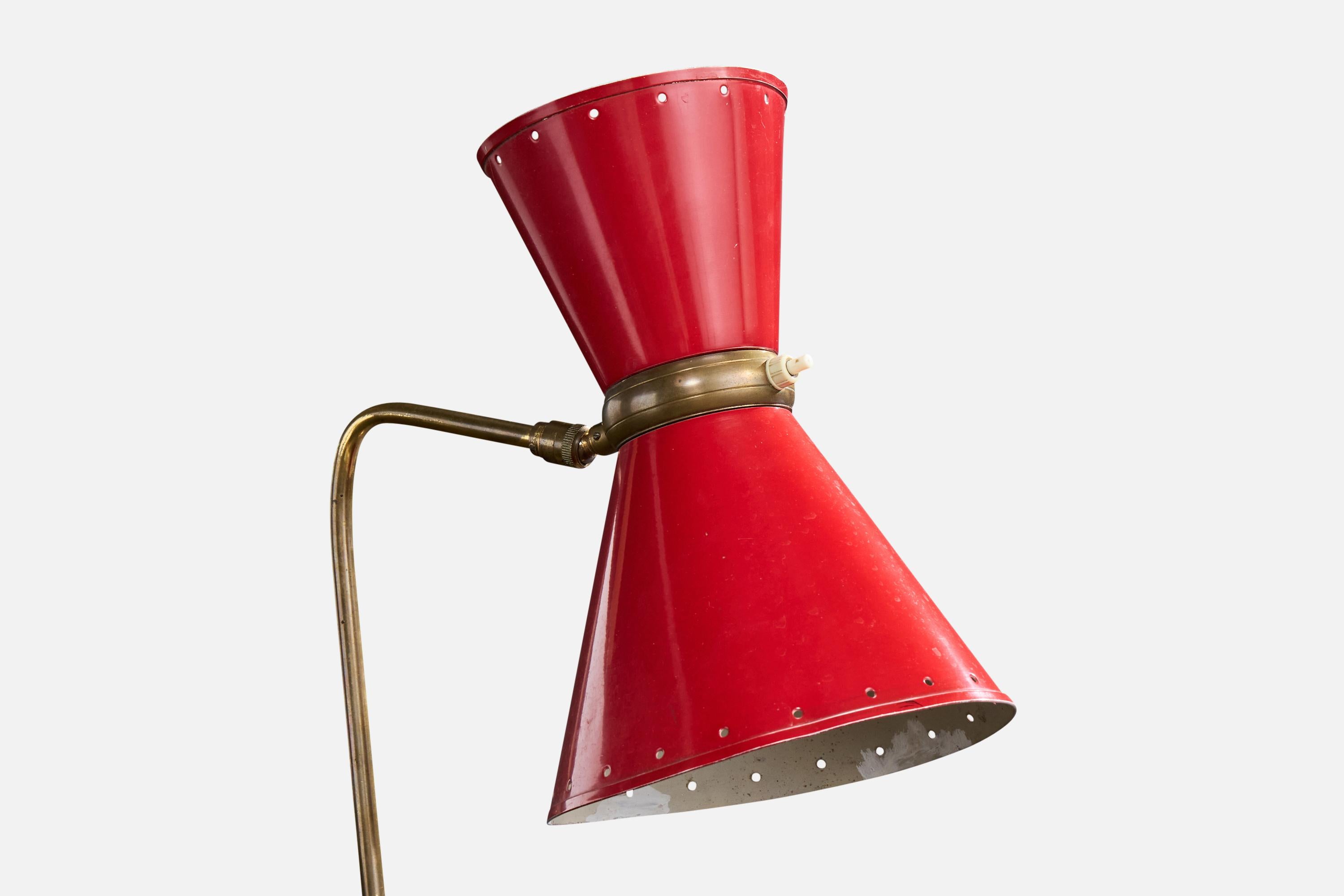 Diseñador italiano, Lámpara de mesa, Latón, Metal, Italia, Años 50 en venta 1