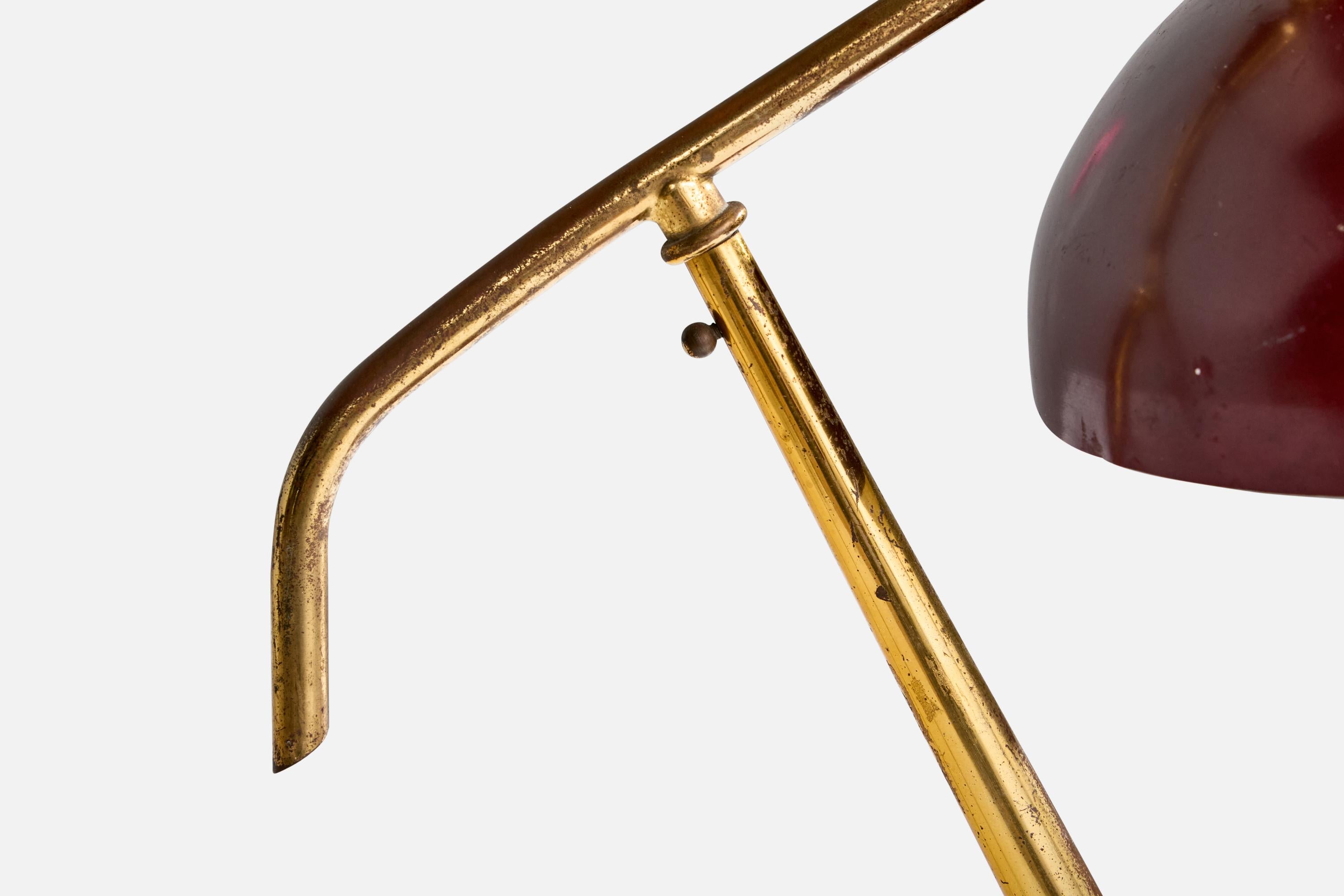 Italian Designer, Table Lamp, Brass, Metal, Italy, 1950s For Sale 4