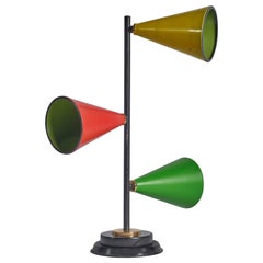 Créateur italien, lampe de bureau, laiton, métal, Italie, années 1950