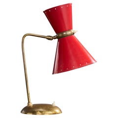 Italian Designer, Table Lamp, Brass, Metal, Italy, 1950s
