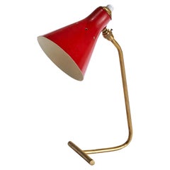 Italian Designer, Table Lamp, Brass, Metal, Italy, 1950s