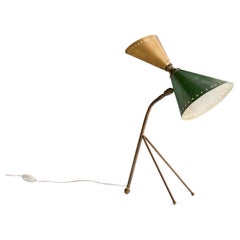 Italian Designer, Table Lamp, Brass, Metal, Italy, 1950s