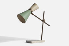 Italian Designer, Table Lamp, Brass, Metal, Marble, Italy, 1950s