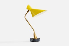 Italienische Designerin, Tischlampe, Messing, Metall, Marmor, Italien, 1950er Jahre