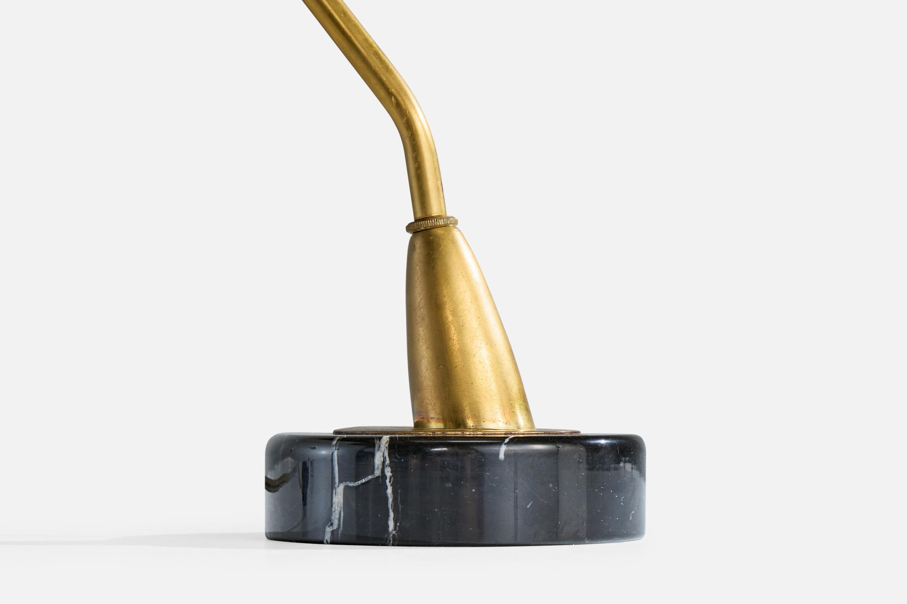 Lampada da tavolo di design italiano, ottone, metallo, marmo, Italia, anni '50 in vendita 2