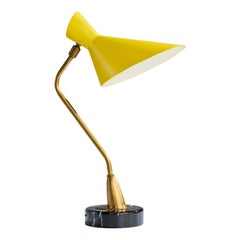 Lampada da tavolo di design italiano, ottone, metallo, marmo, Italia, anni '50