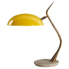 Italian Designer, Table Lamp, Brass, Metal, Marble, Italy, 1950s