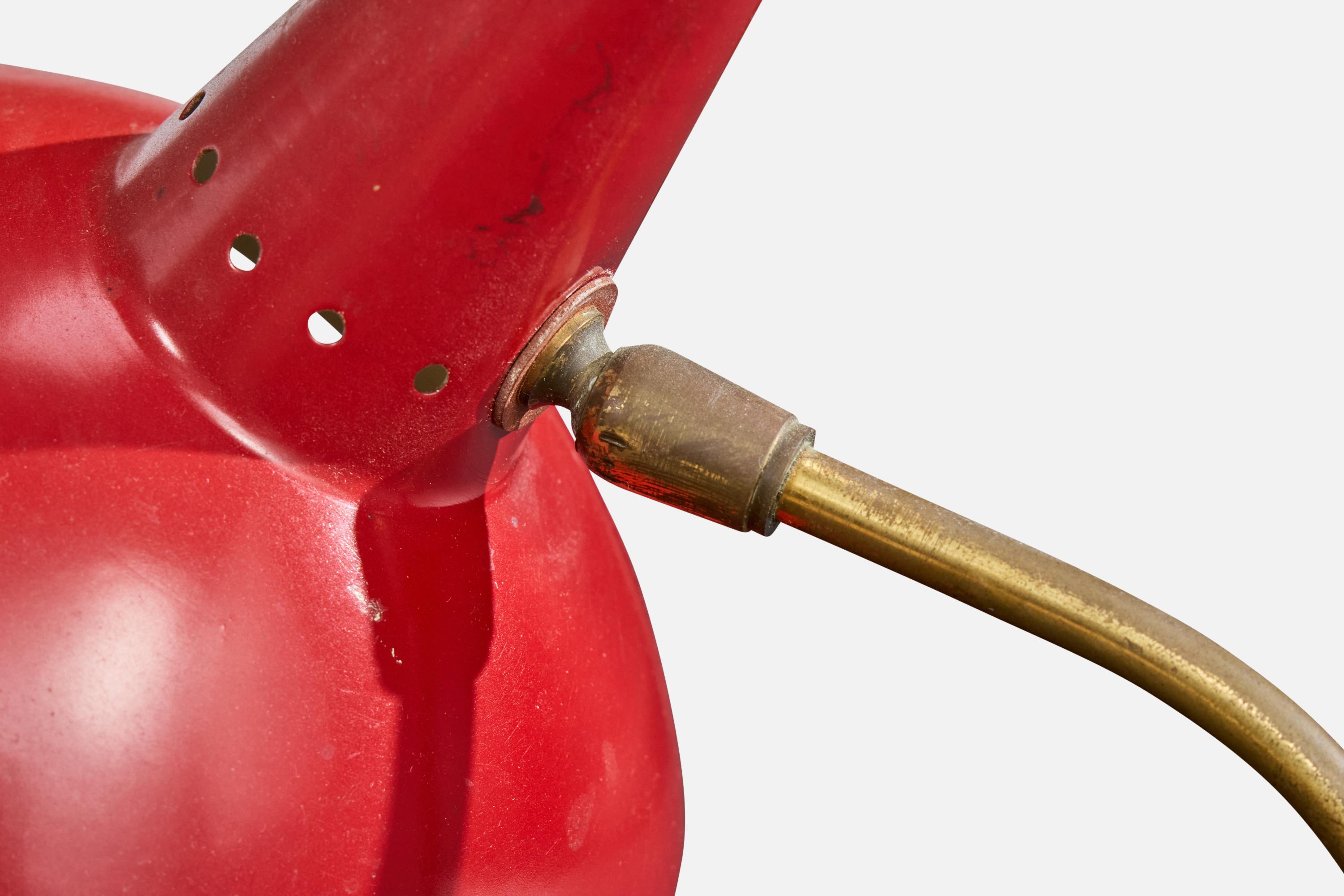 Designer italien, lampe de table, laiton, métal, caoutchouc, Italie, années 1950 en vente 5