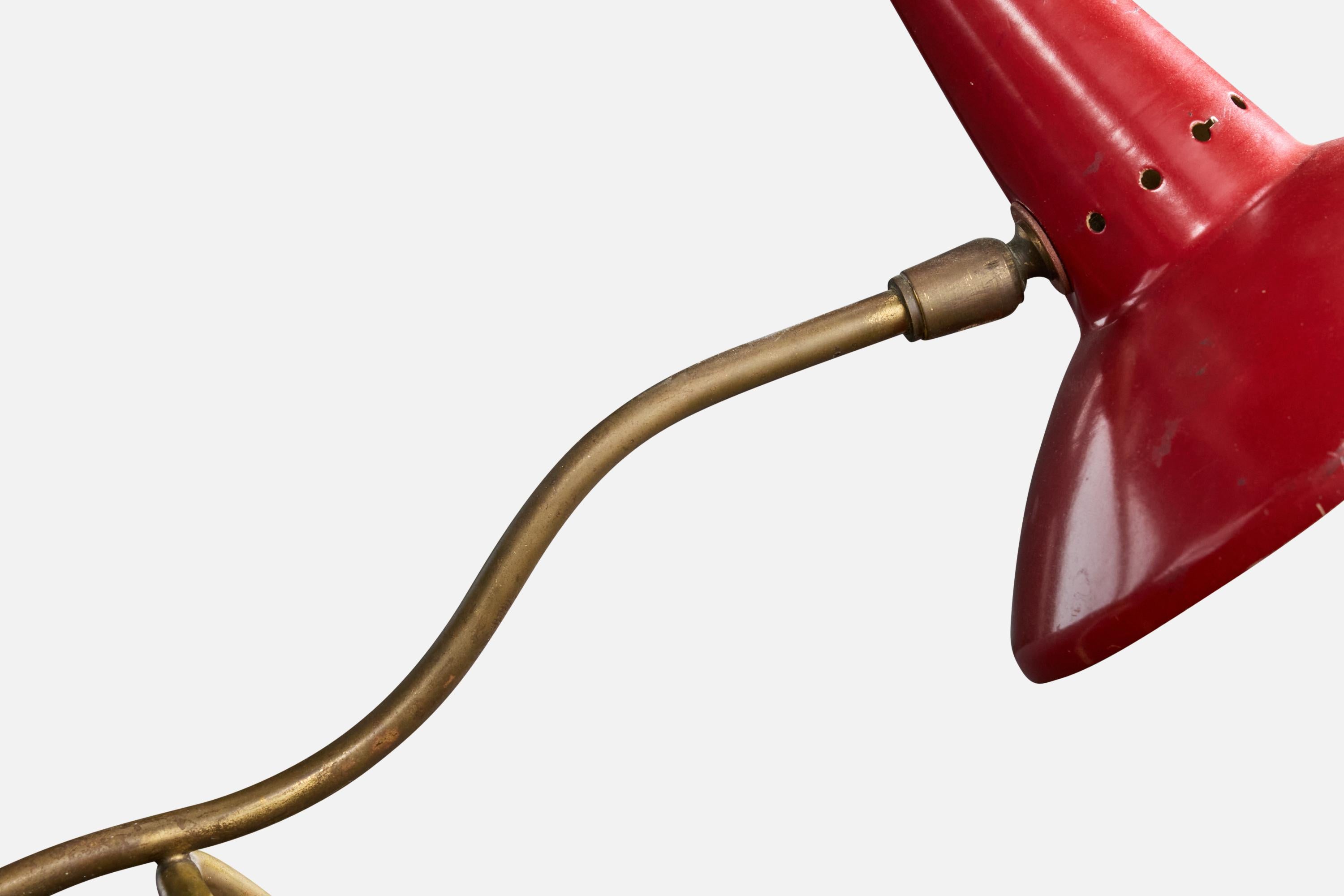 Designer italien, lampe de table, laiton, métal, caoutchouc, Italie, années 1950 en vente 6