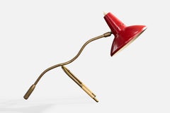 Designer italien, lampe de table, laiton, métal, caoutchouc, Italie, années 1950