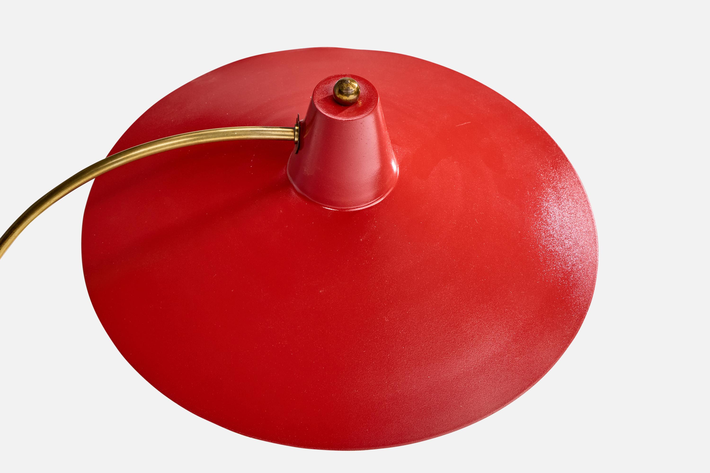Milieu du XXe siècle Designer italien, lampe de table, laiton, métal, caoutchouc, Italie, années 1950 en vente