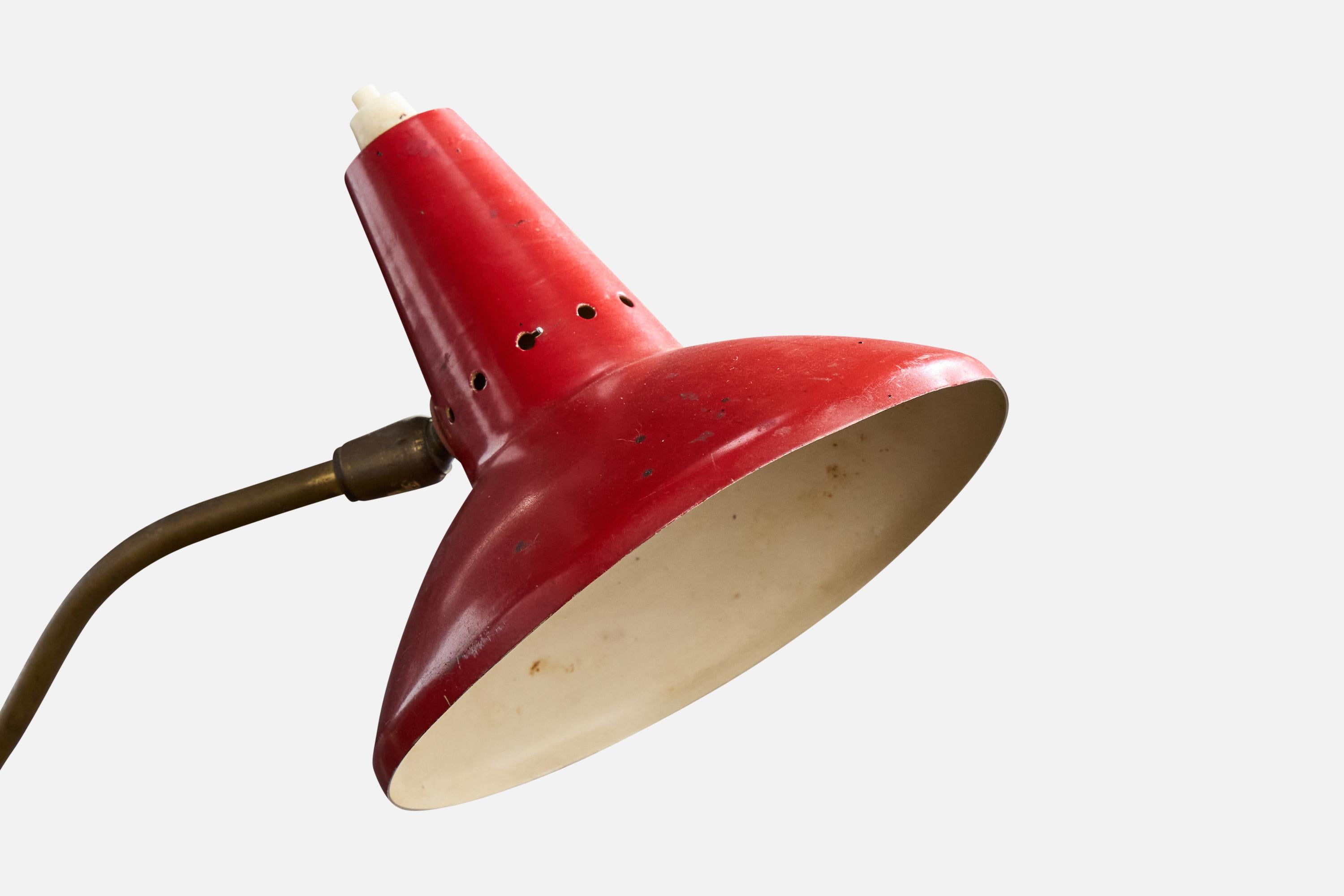 Designer italien, lampe de table, laiton, métal, caoutchouc, Italie, années 1950 en vente 2