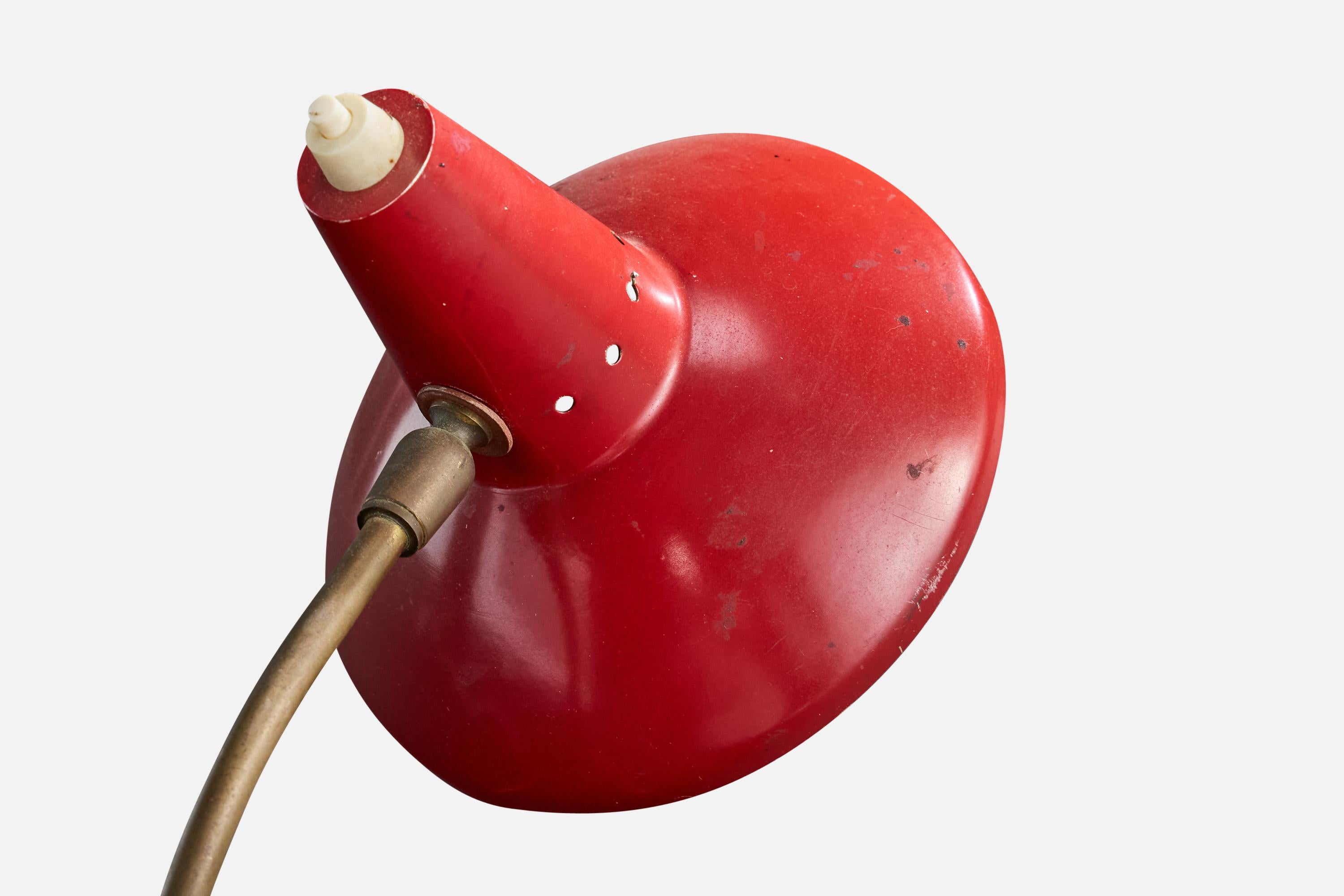 Designer italien, lampe de table, laiton, métal, caoutchouc, Italie, années 1950 en vente 3