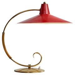 Italienischer Designer, Tischlampe, Messing, Metall, Gummi, Italien, 1950er Jahre