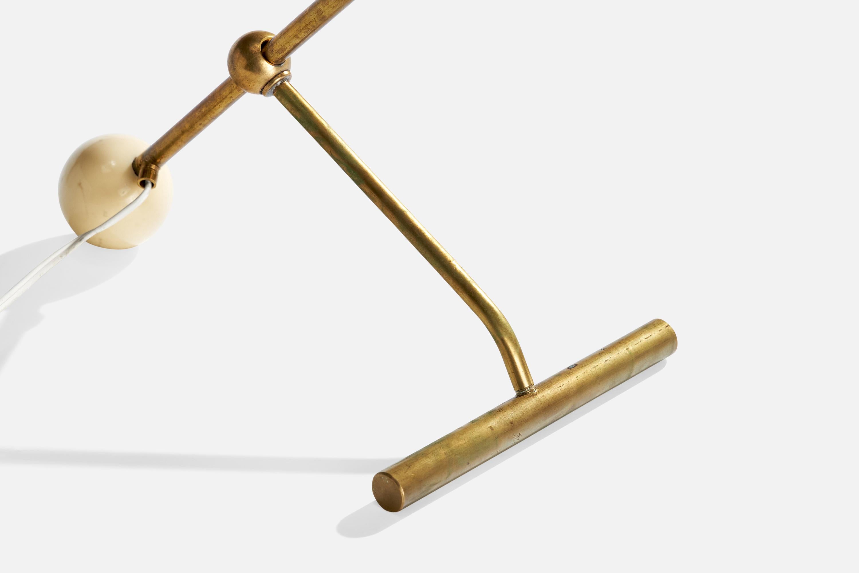 Lampe de table de designer italien, laiton, métal, Stone, Italie, années 1950 en vente 6
