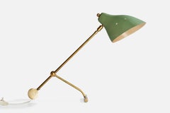 Italian Designer, Table Lamp, Brass, Metal, Stone, Italy, 1950s