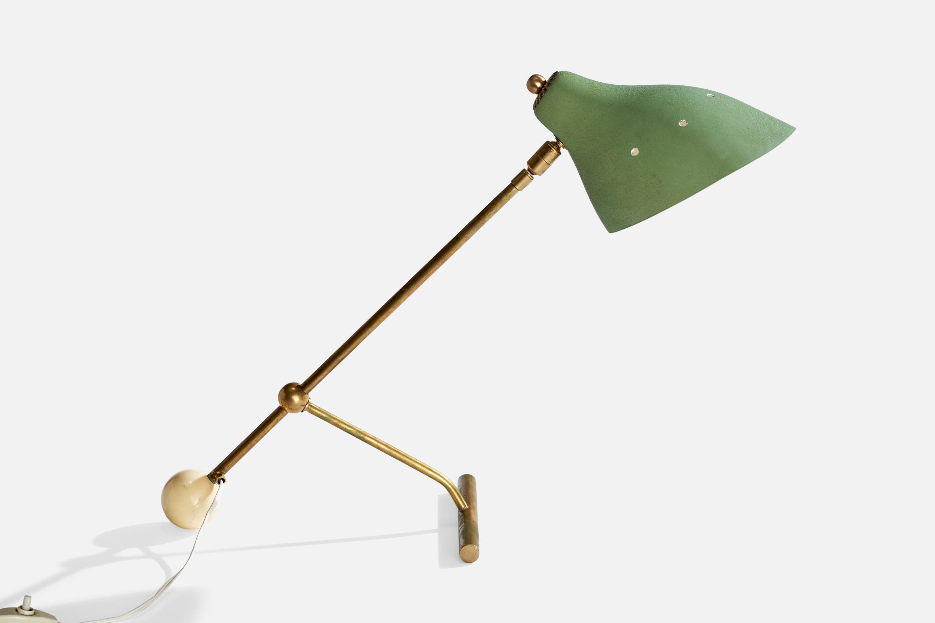 Lampe de table de designer italien, laiton, métal, Stone, Italie, années 1950 en vente 1