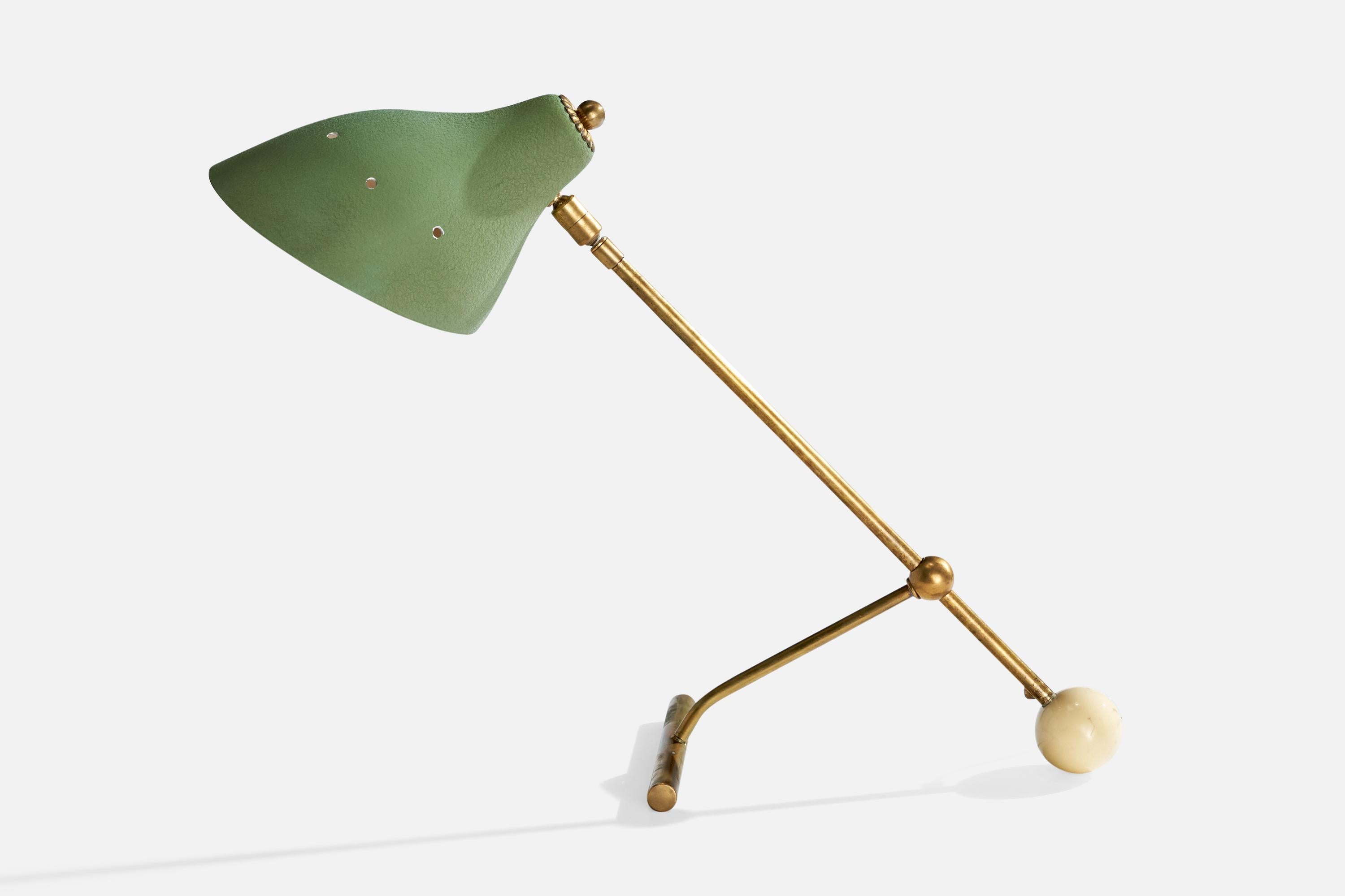 Lampe de table de designer italien, laiton, métal, Stone, Italie, années 1950 en vente 2
