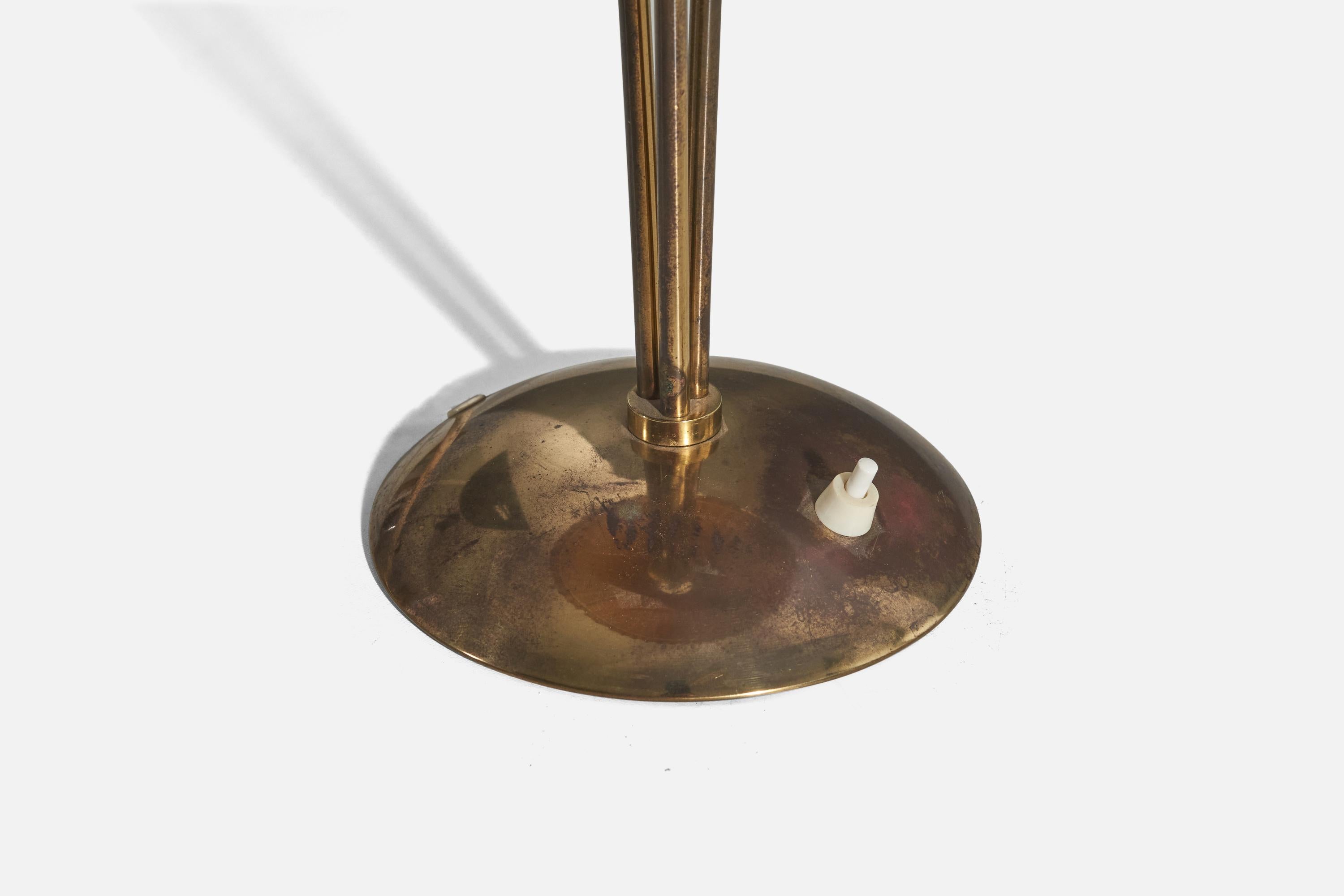 Mid-20th Century Italian Designer, Table Lamp, Brass, Paper, Italy, 1940s