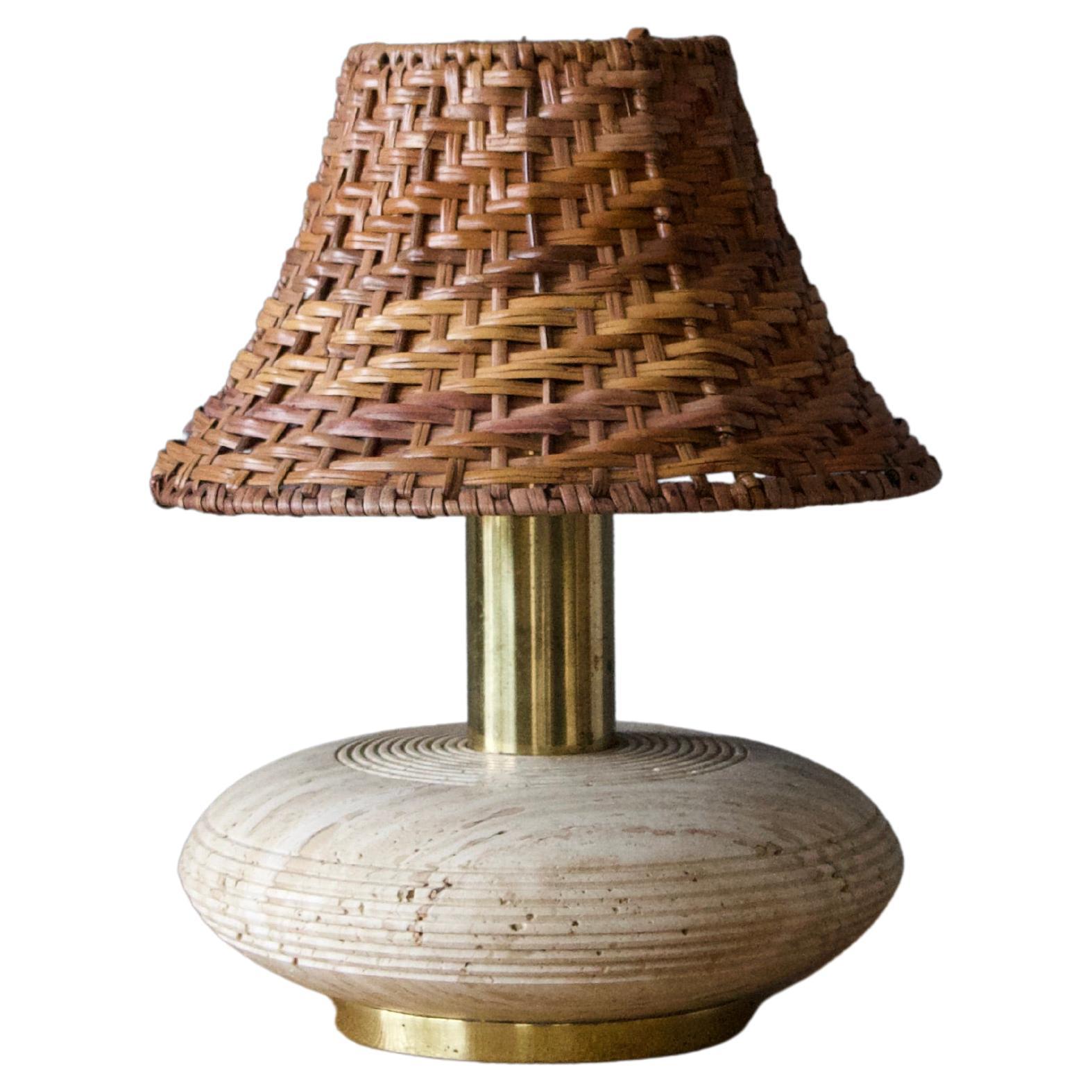 Brass and Travertine Desk Lamp, MidCentury Modern, 1960s, Italy at 1stDibs