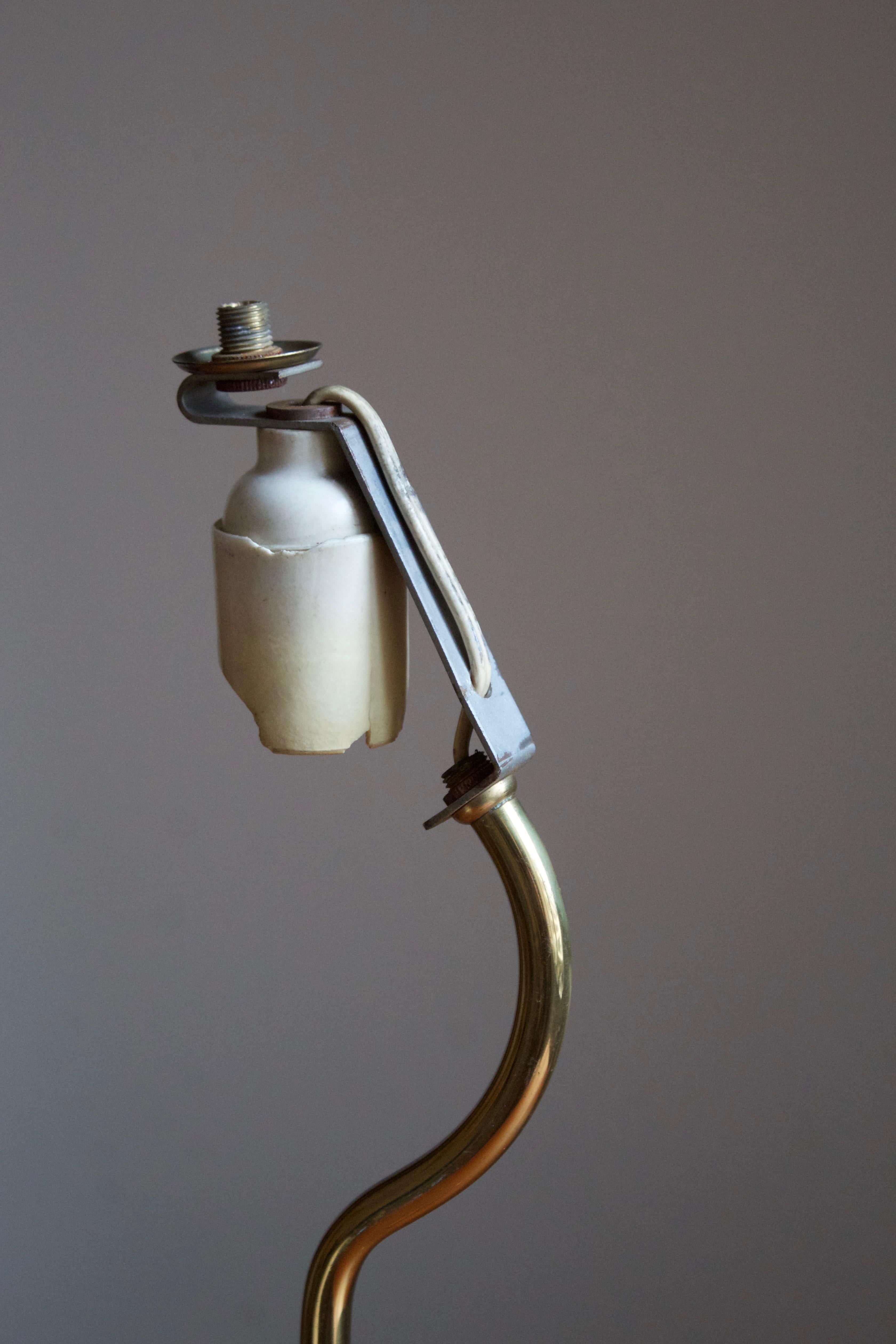 Italian Designer, Table Lamp, Brass, White Lacquered Metal, Italy, 1950s 1