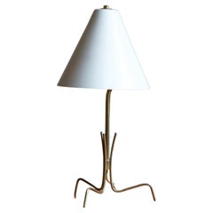 Italian Designer, Table Lamp, Brass, White Lacquered Metal, Italy, 1950s