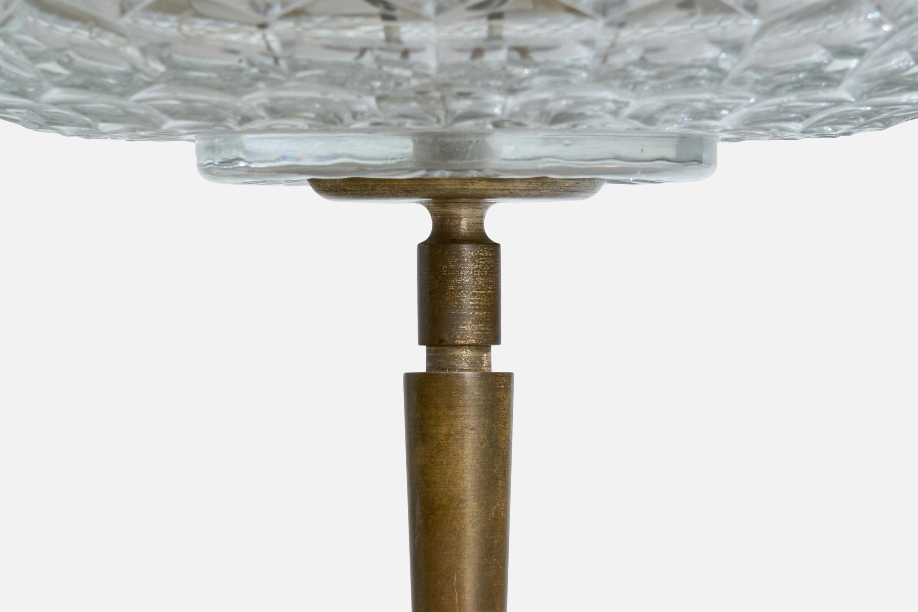 Italian Designer, Table Lamp, Brass, Wood, Glass, Marble, Italy, 1950s For Sale 6