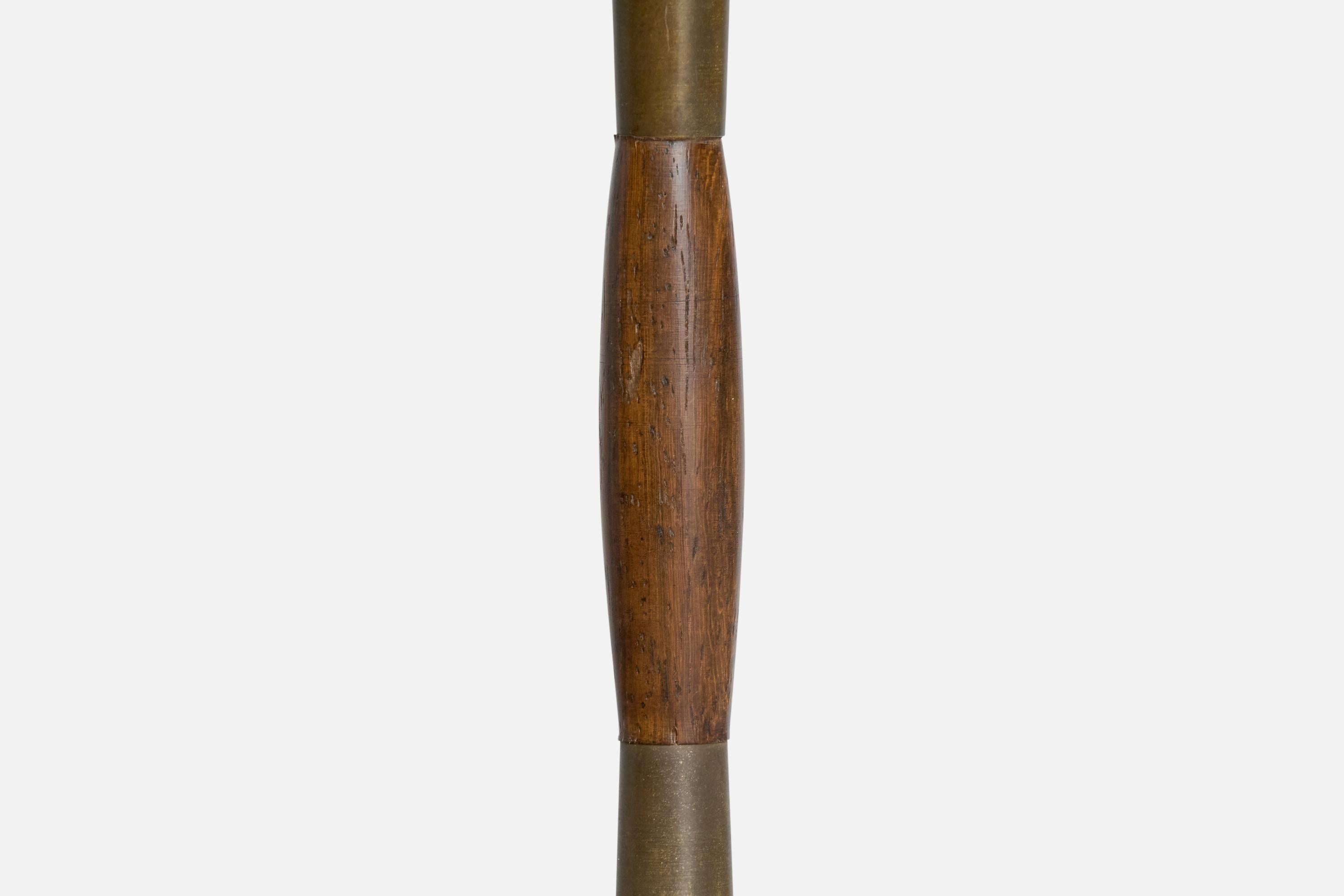 Italian Designer, Table Lamp, Brass, Wood, Glass, Marble, Italy, 1950s For Sale 7