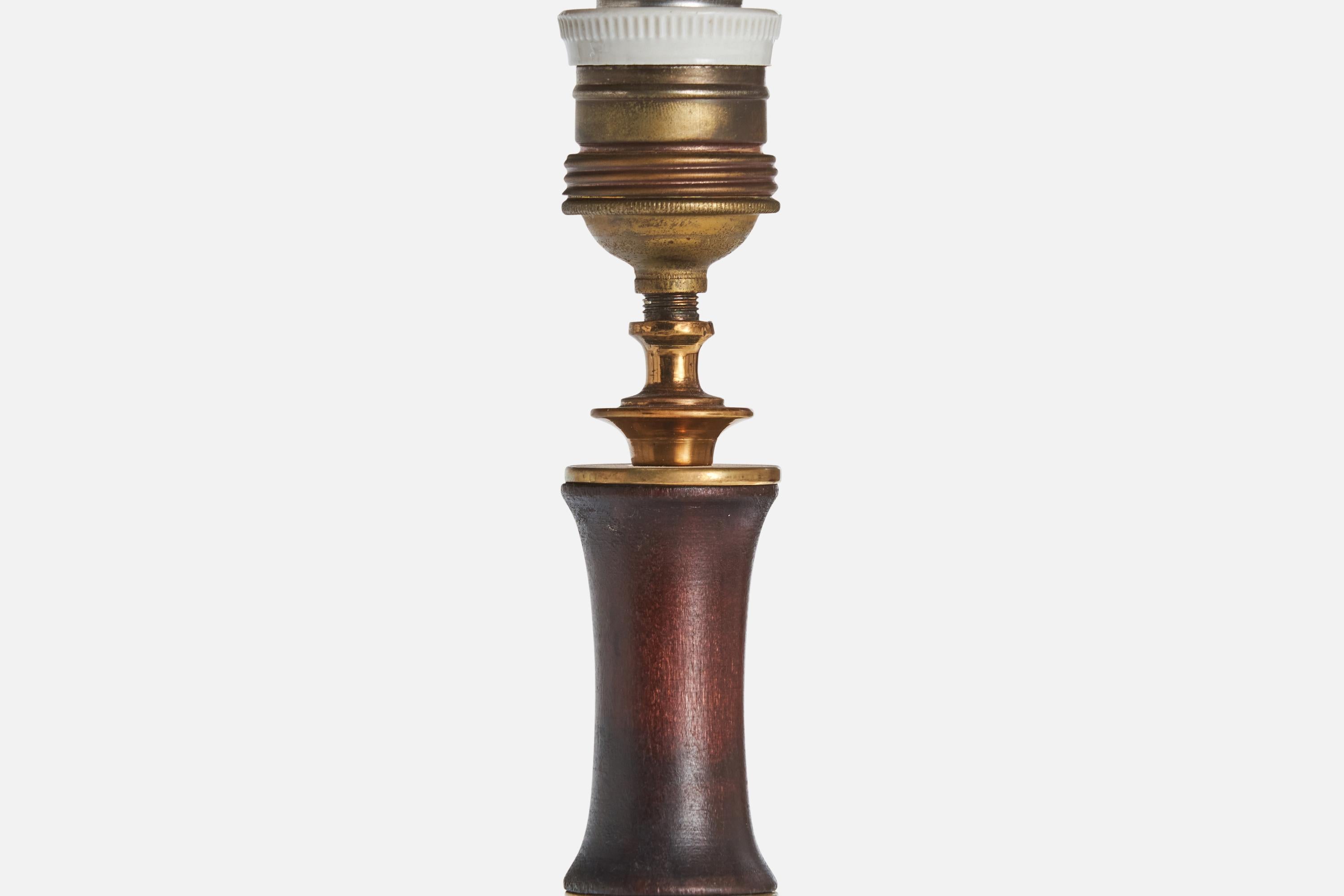 Mid-20th Century Italian Designer, Table Lamp, Brass, Wood, Italy, 1930s For Sale