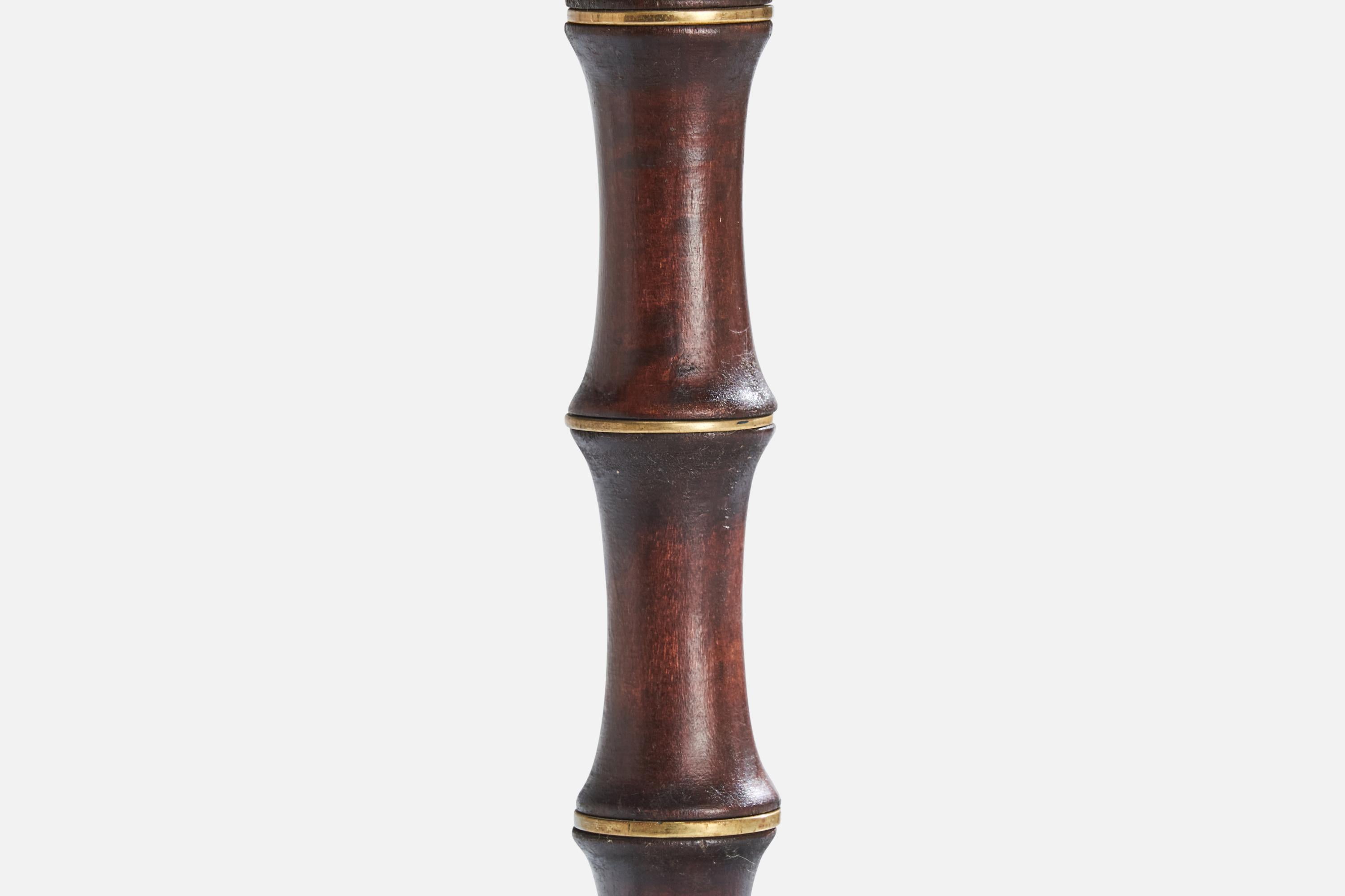 Italian Designer, Table Lamp, Brass, Wood, Italy, 1930s For Sale 1